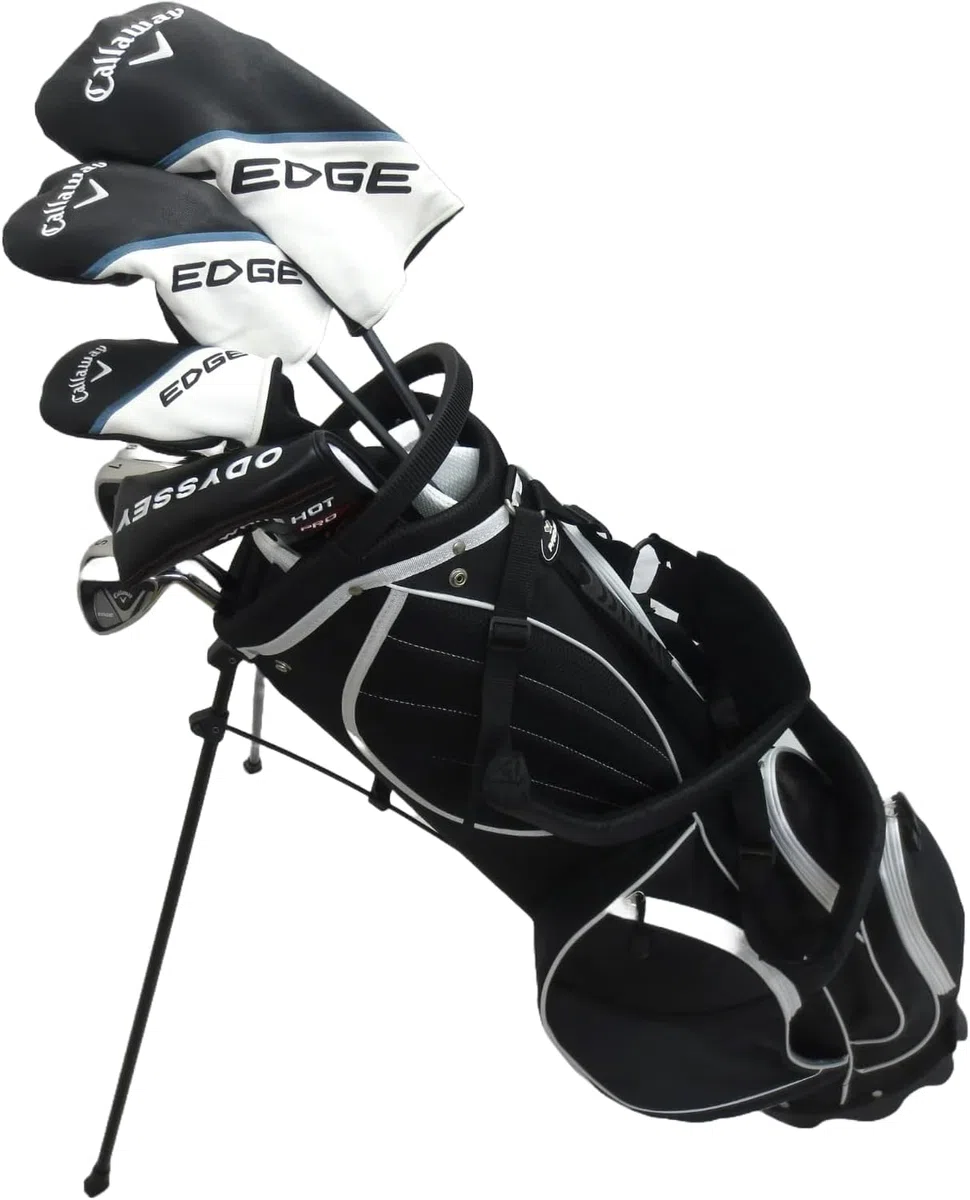Callaway - Set completo da golf da uomo, con mazze da driver, legno da fairway, ibrido, ferri da stiro, borsa con supporto per putter Reg Flex