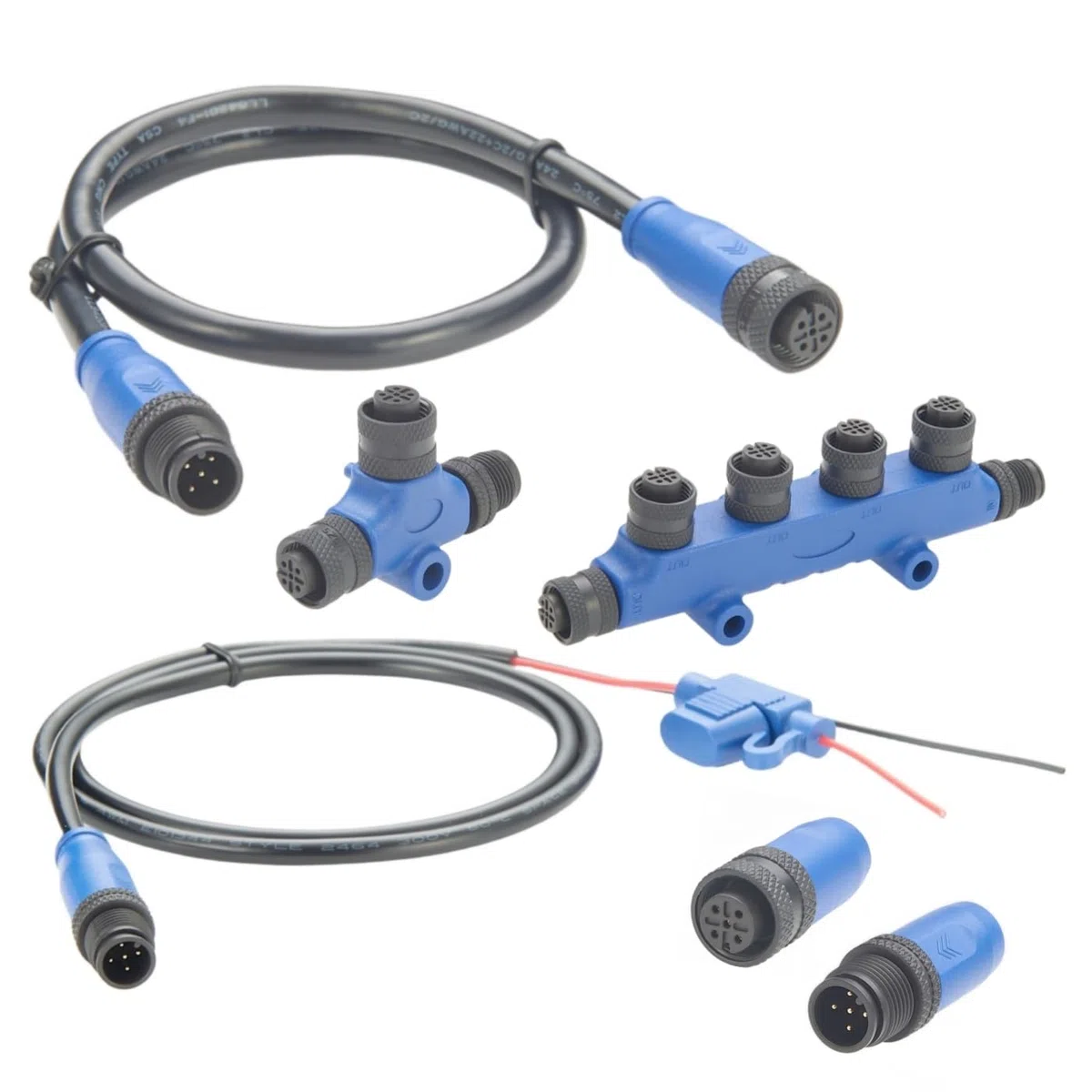 NMEA 2000 N2K Starter Kit, Marine Grade Backbone Drop Cable, connettore T, 4 porte, terminatori, cavo di alimentazione con fusibile per Lowrance, Simrad, Garmin (kit 2)