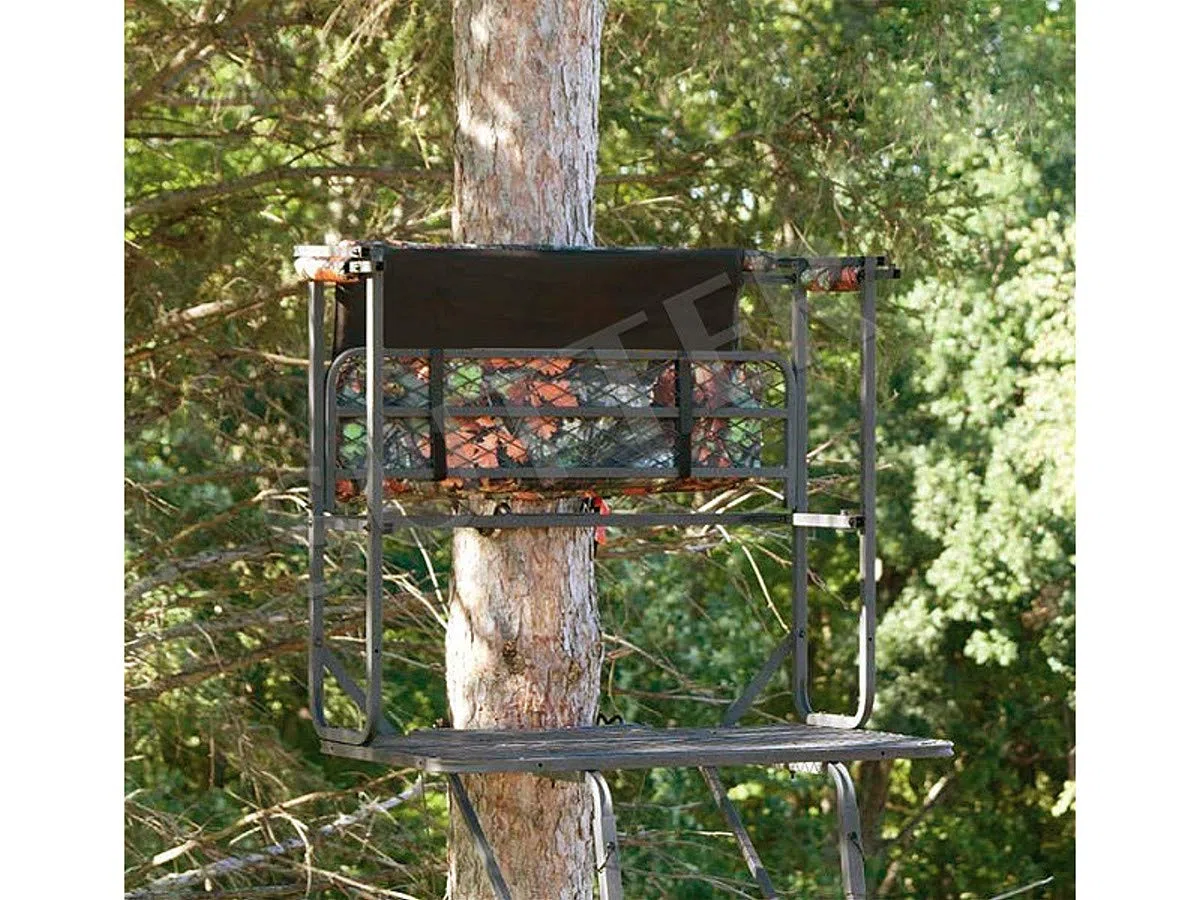 SUTTER Treestand & Posta 2 Persone trasportabile 5,0m / in Acciaio Robusto, Sedile e Schienale Imbottiti/Supporto per Scale