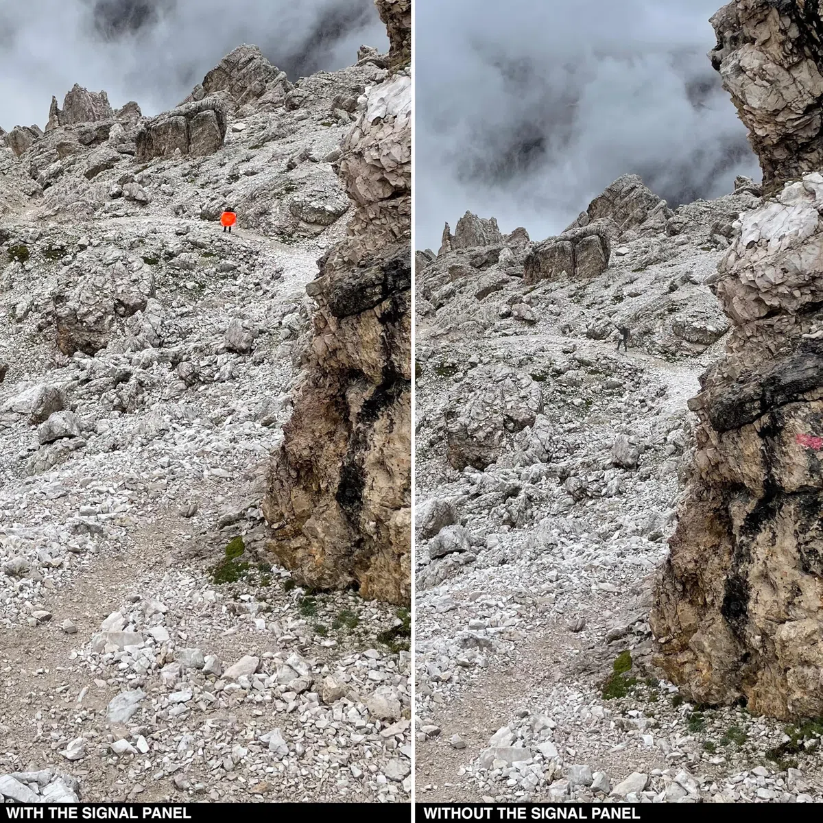 Forest Fundamentals Signal Utility Panels | Pannelli d'aria compatti per segnalazione di emergenza | Ad alta visibilità arancione e rosa con strisce riflettenti | Poliestere 600D resistente per uso