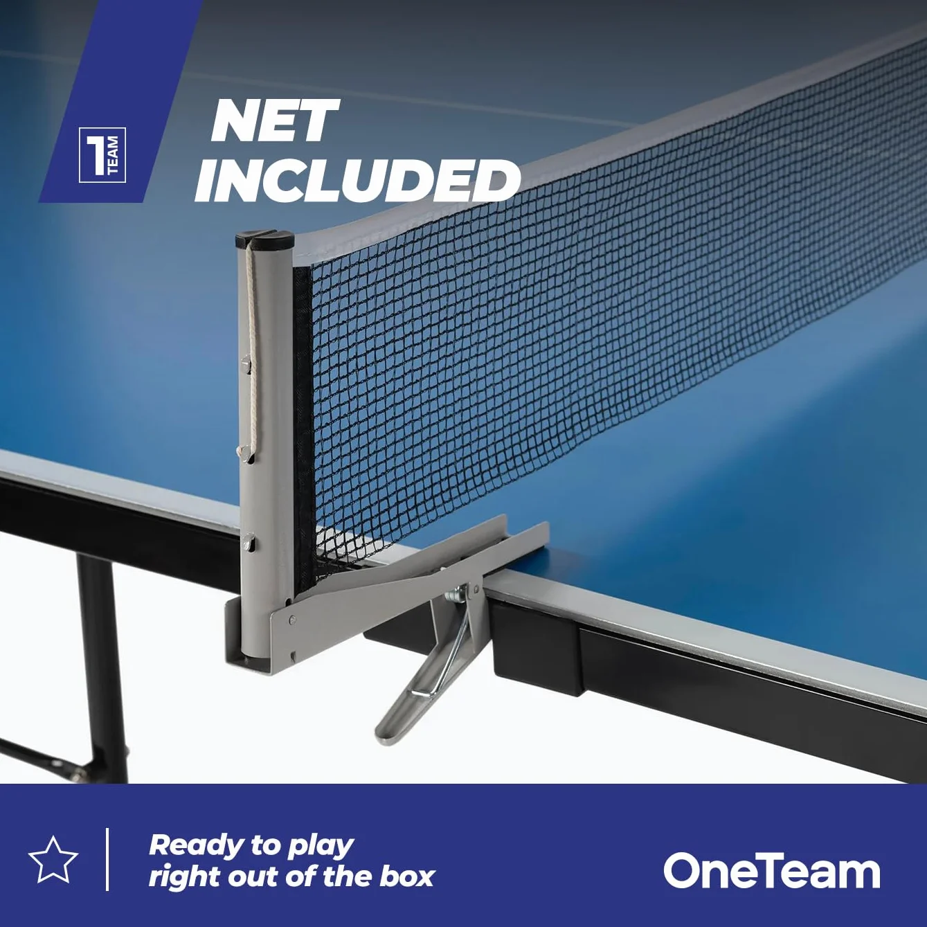 OneTeam Tavolo da ping pong Dimensioni 274x152,5x76 cm per gioco all'aperto con rete pieghevole Ruote per trasporto con funzione di bloccaggio Azzurro