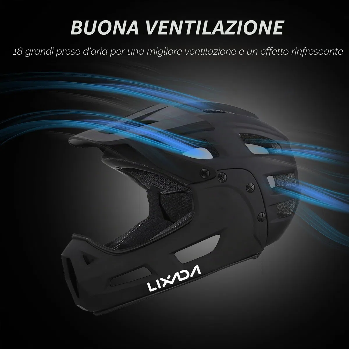 Lixada Casco da ciclismo per adulti, casco integrale da bicicletta, con mentoniera rimovibile e visiera per mountain bike