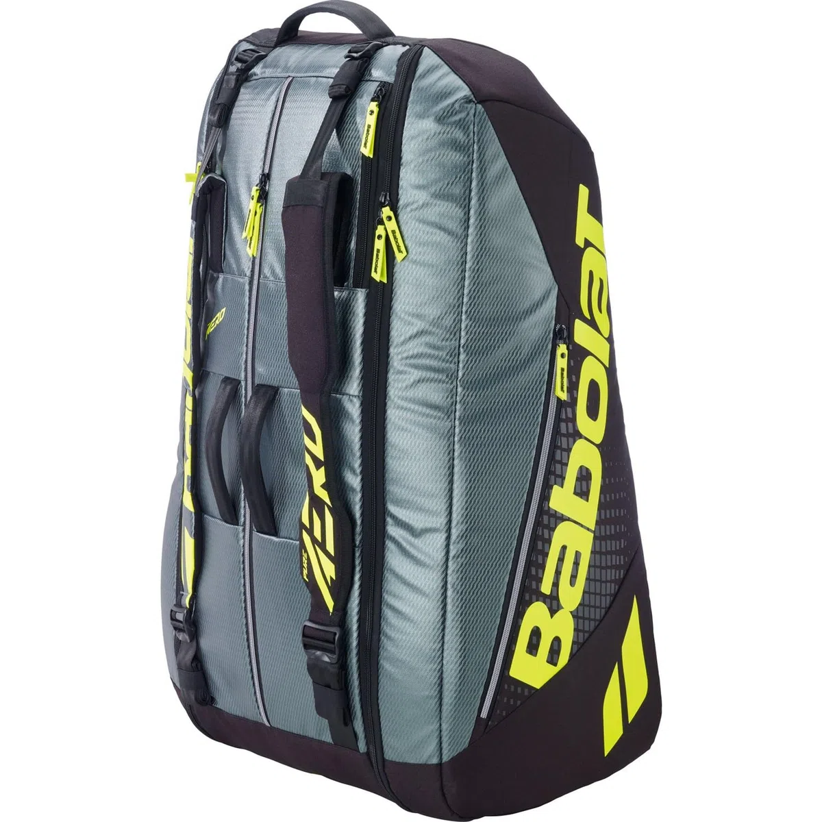 Borsa da tennis Babolat Pure Aero RH x6 (Grigio metallizzato/Nero/Giallo fluo)