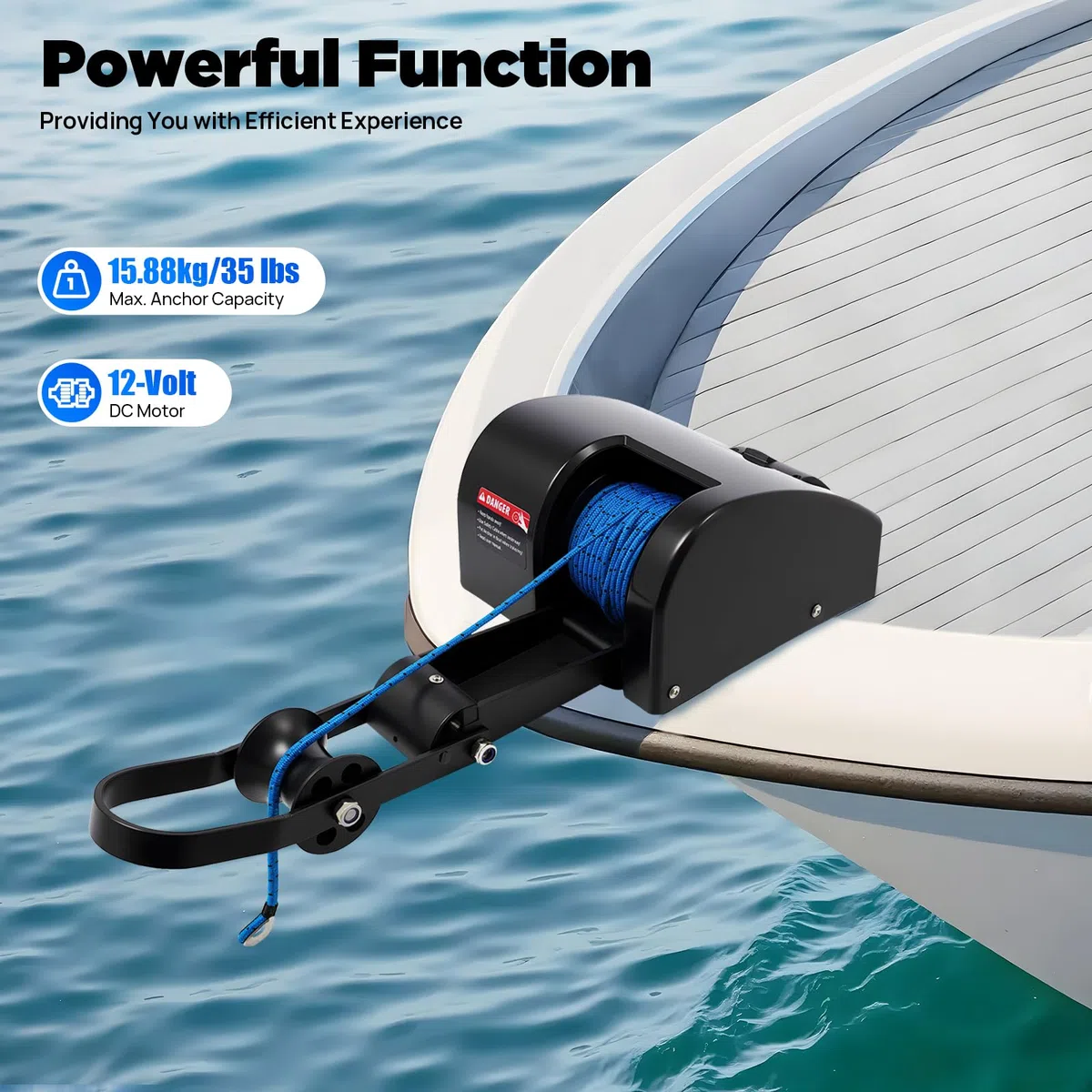 Verricello elettrico per barca 12V 35LBS per ancore fino a 15,8 kg, verricello per ancora per acqua salata, argano marino per barche con telecomando, verricello elettrico per barche incluso