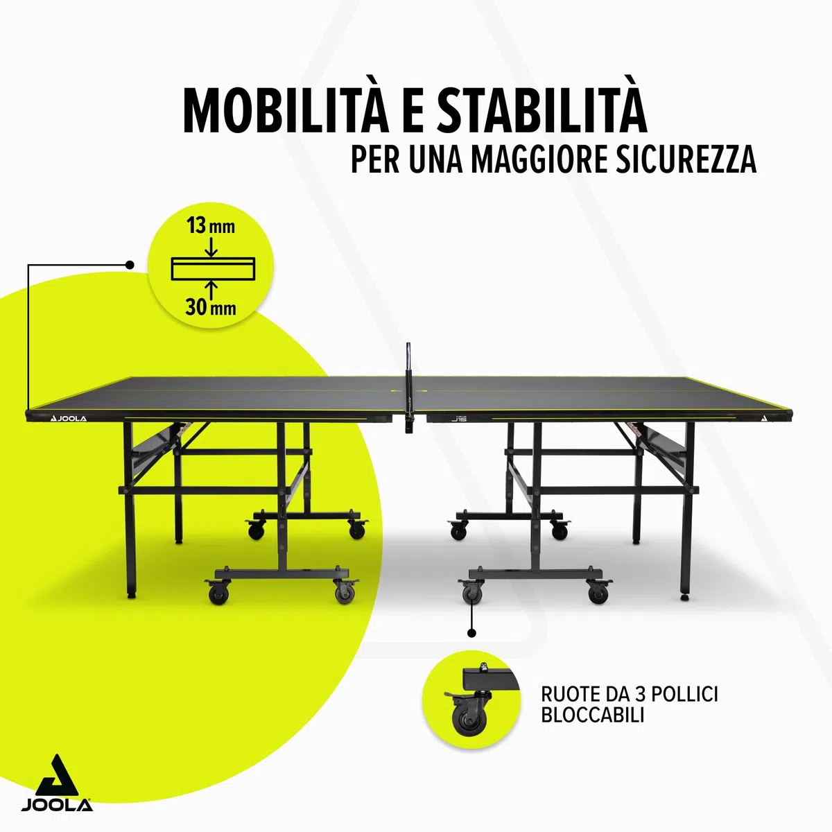 JOOLA Inside J15 - Tavolo da ping pong pieghevole per interni, montaggio rapido, con rete, grigio, 274 x 152,5 x 76 cm