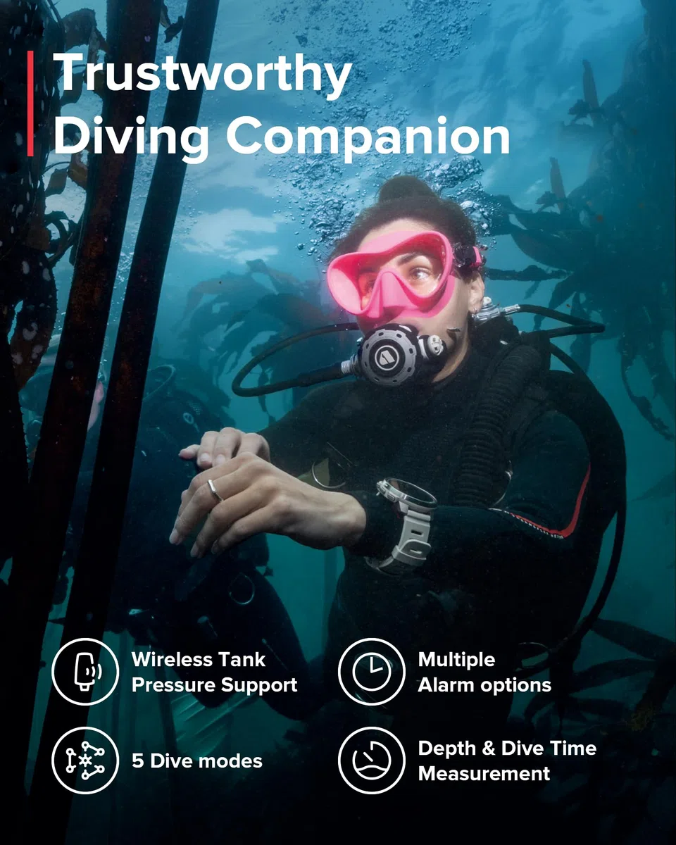 SUUNTO Ocean Dive Computer, Orologio GPS per allenamento e monitoraggio del percorso subacqueo con wireless, touchscreen AMOLED e GNSS a doppia banda