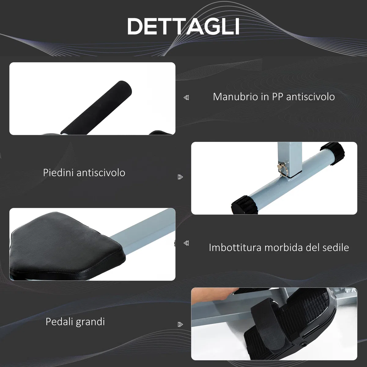 HOMCOM Vogatore Professionale per Fitness Allenamento a Casa con Display 130 x 67.5 x 67cm