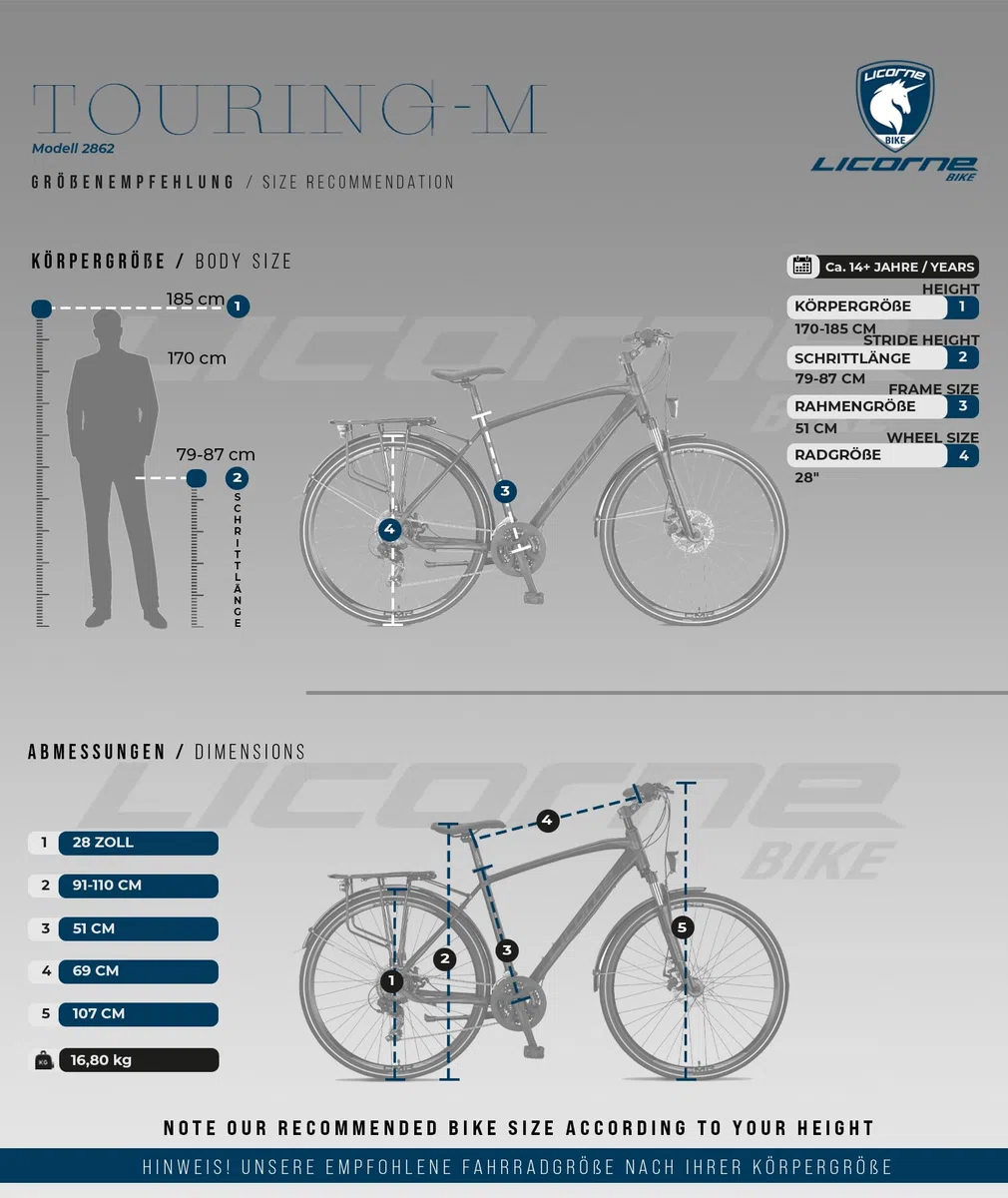 Licorne Bike - Bicicletta da trekking in alluminio, da 28 pollici, con cambio a 21 marce, freno a disco, mountain bike, bici da cross, bici da ragazzo, ragazza, donna e uomo