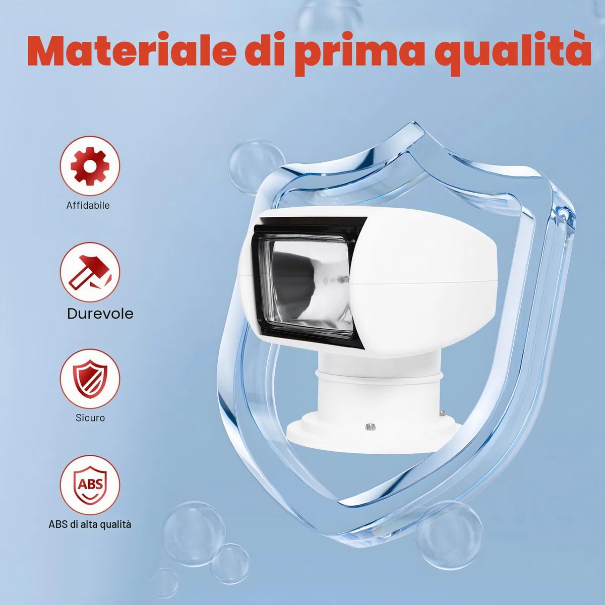 MINRS Faro per barche, faro di ricerca per barche, faro marino, telecomando Xenon marino DC 12V 100W, telecomando rotante 360 gradi, luce di lavoro IP66 impermeabile per yacht, guardia costiera