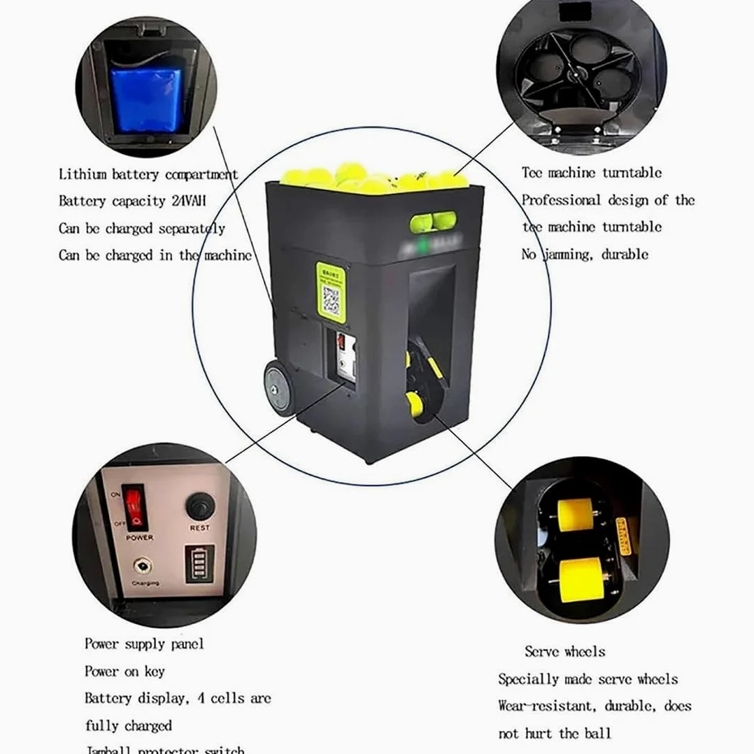 Macchina Lanciapalle Tennis Portatile, Spara Palline Tennis Automatica Intelligente, con Telecomando E App, Macchina per Allenamento da Tennis, Tennis Trainer Automatica
