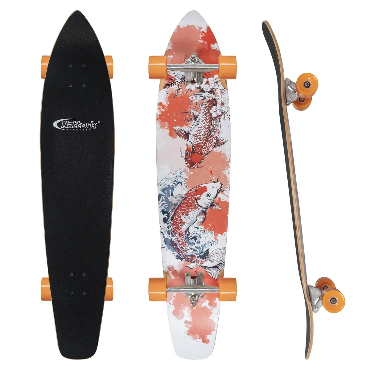 Nattork Cruiser Longboard Skateboard Complete Bamboo and Canadian Hard Maple for Commuting, Carving & Downhill Riding with T-Tool, Made for Adults, Teens and Kids