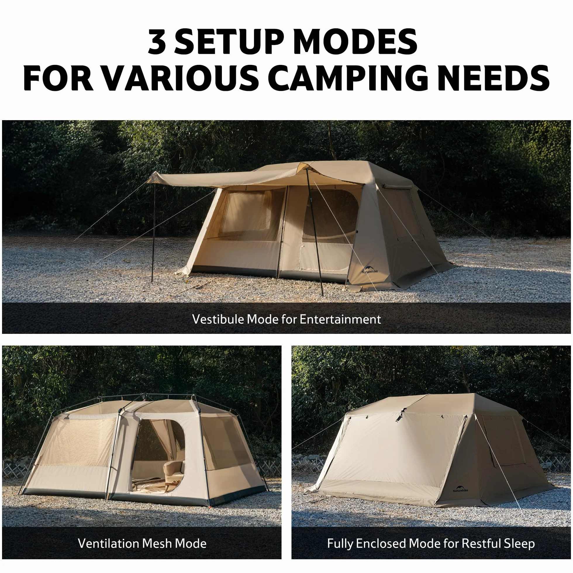 Naturehike Village Lite - Tenda da campeggio per 4 – 8 persone, con montaggio rapido, impermeabile, doppio strato, per campeggio e giardino