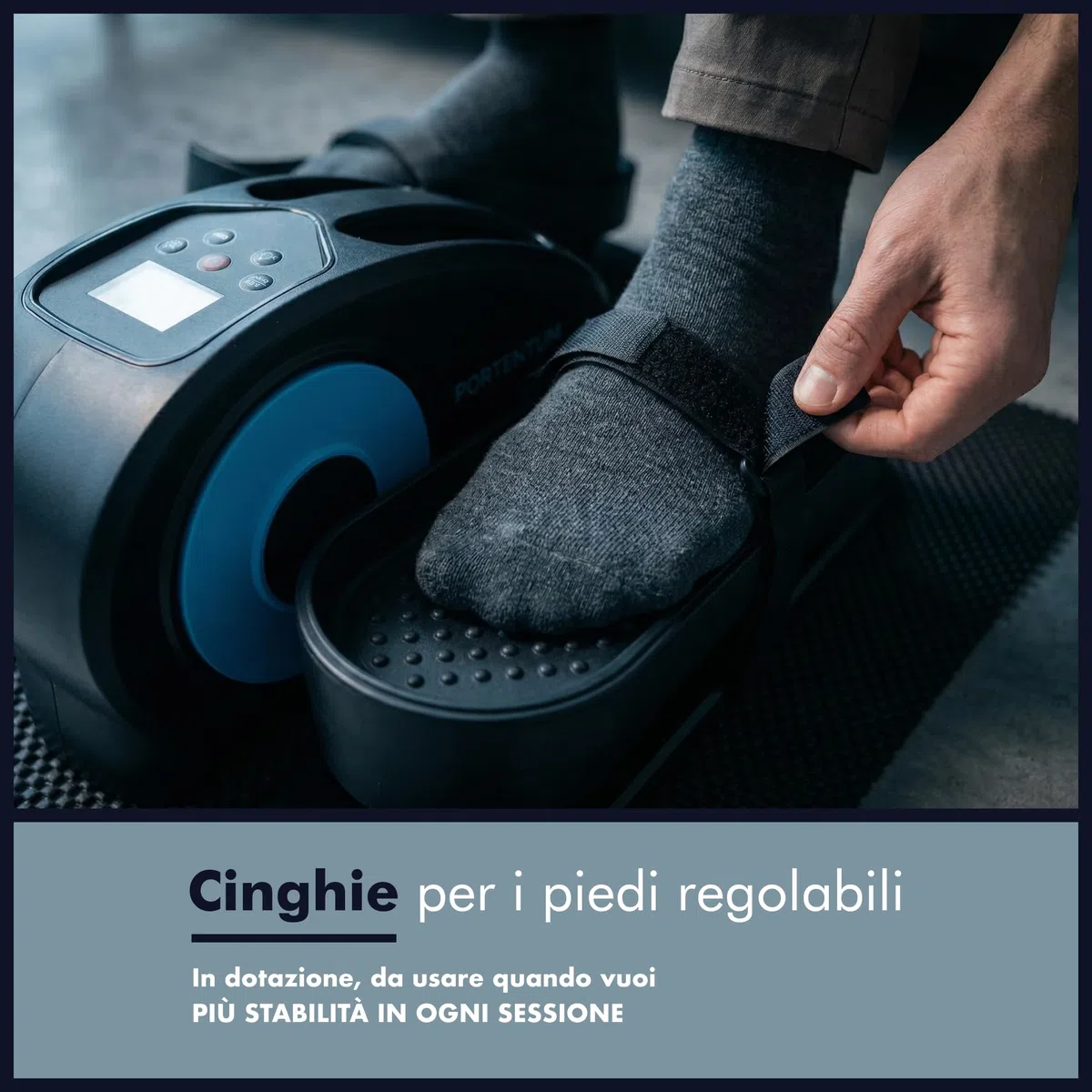 PORTENTUM Mini ellittica da casa elettrica con bande di resistenza – Tappetino e cinghie – Pedaliera riabilitazione automatica e manuale 12 velocità – Telecomando e motore silenzioso