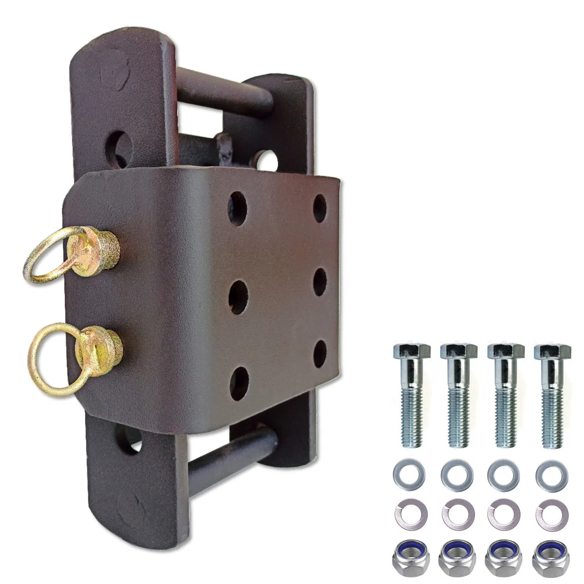 XIMPLIO Gancio universale regolabile in altezza – Regolazione dell'altezza della sfera con sistema di cambio AHK-Bock (per 2 fori 90 mm AHK, nero, 3 x 45 mm)