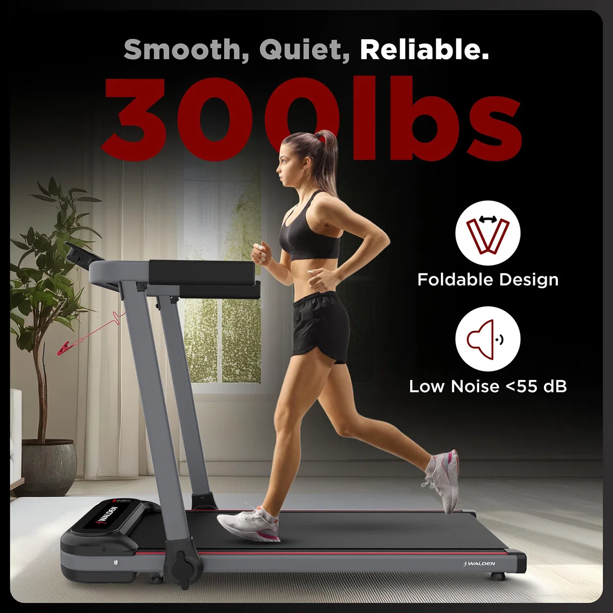Walden Tapis Roulant Elettrico Pieghevole F2800 – Walking Pad per Casa e Ufficio, Motore 2.5 HP, Velocità 1–10 km/h, 12 Programmi, Display LCD, Fitness & Dimagrimento