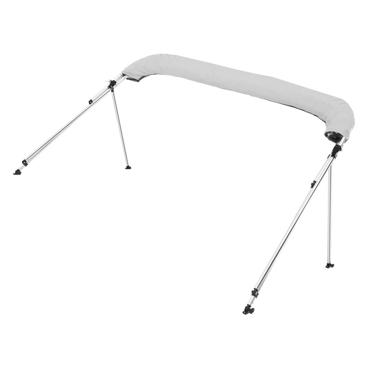 VEVOR Tendalino per Barca a 3 Archi, Parasole in Poliestere 600D con Telaio in Lega di Alluminio, Tettoia Parasole Impermeabile con Borsa Portaoggetti, Larghezza 155 a 168 cm Grigio Chiaro