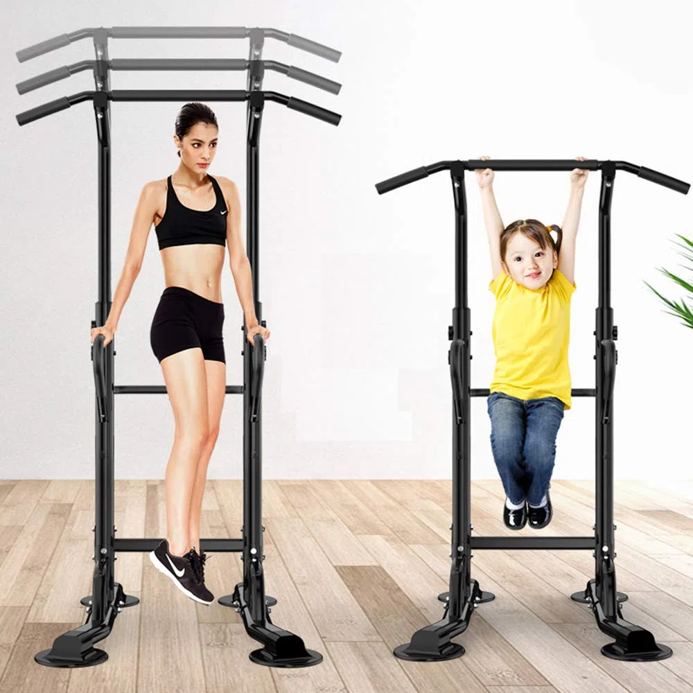 sogesfurniture Power Tower con dip station, stazione multifunzione per l'allenamento con sbarra per trazioni e maniglie per flessioni, altezza regolabile da 190-230cm, BH-PSBB002-N