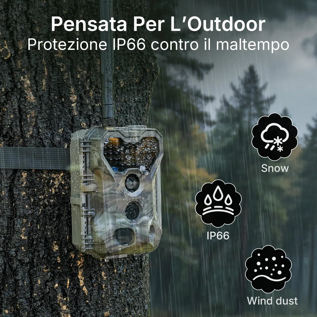 GardePro X70 Pro Fototrappola WiFi 4G LTE con Streaming Live e GPS, Batteria Ricaricabile da 7800 mAh, Scheda SD da 64 GB, 48MP 1296P Fototrappola Notturna, IP66 Foto Trappola per Animali