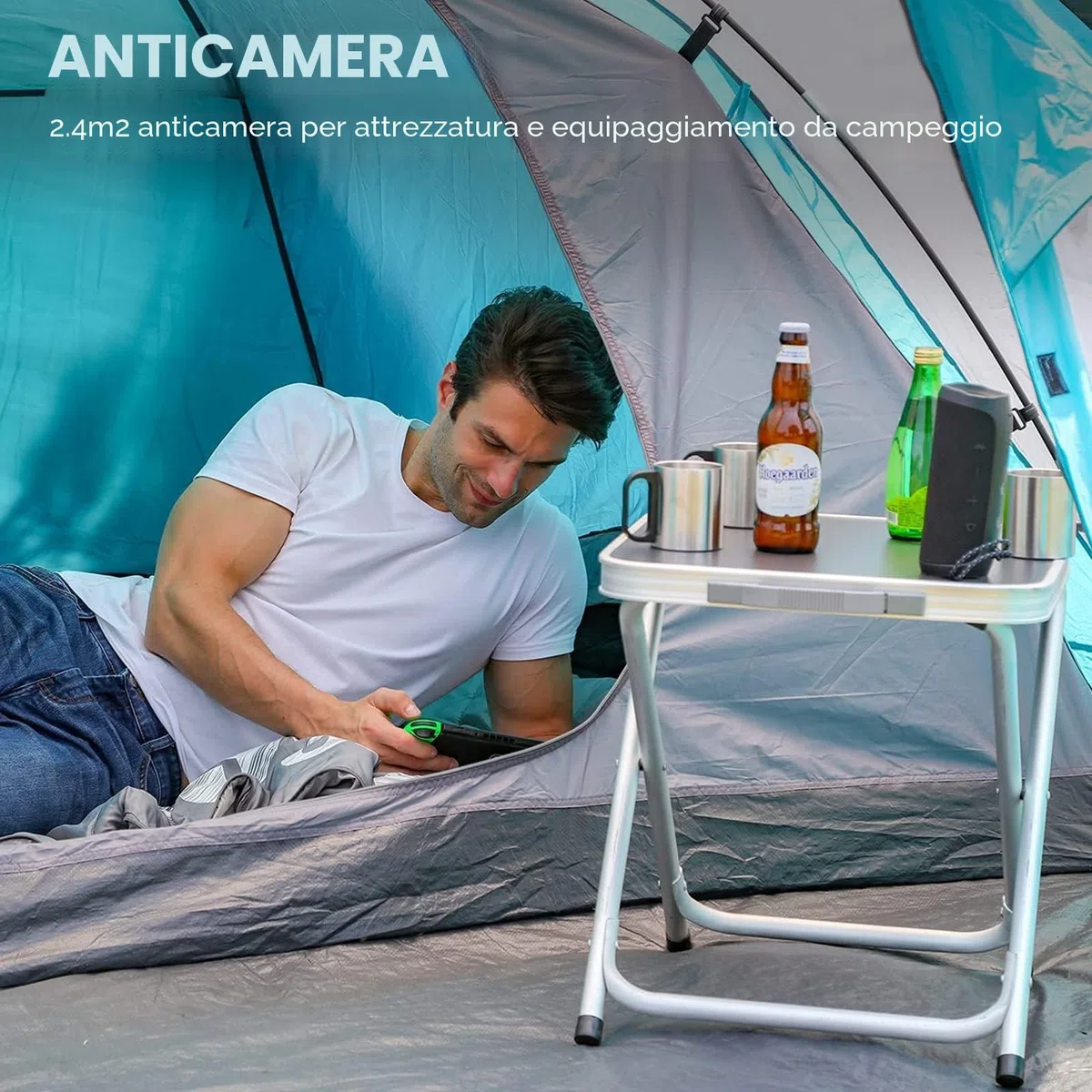 Portal 3 4 Man Tent with Porch, Camping for 3 to 4 Persons with Sewn in Groundsheet, 4000mm Waterproof Family with Bedroom, Lightweight Dome for Outdoor Garden Backpacking Hiking