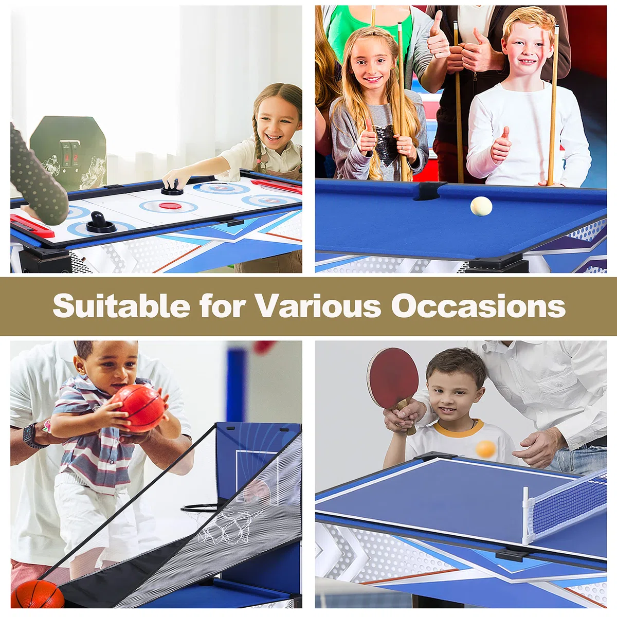 HLC Tavolo Multigioco,Giochi di Design Innovativo,Include Pallacanestro,Tiro con l'arco,Tavolo da Biliardo,Air Hockey,Tavolo da Ping Pong ecc. Tavolo Multi Gioco Grande