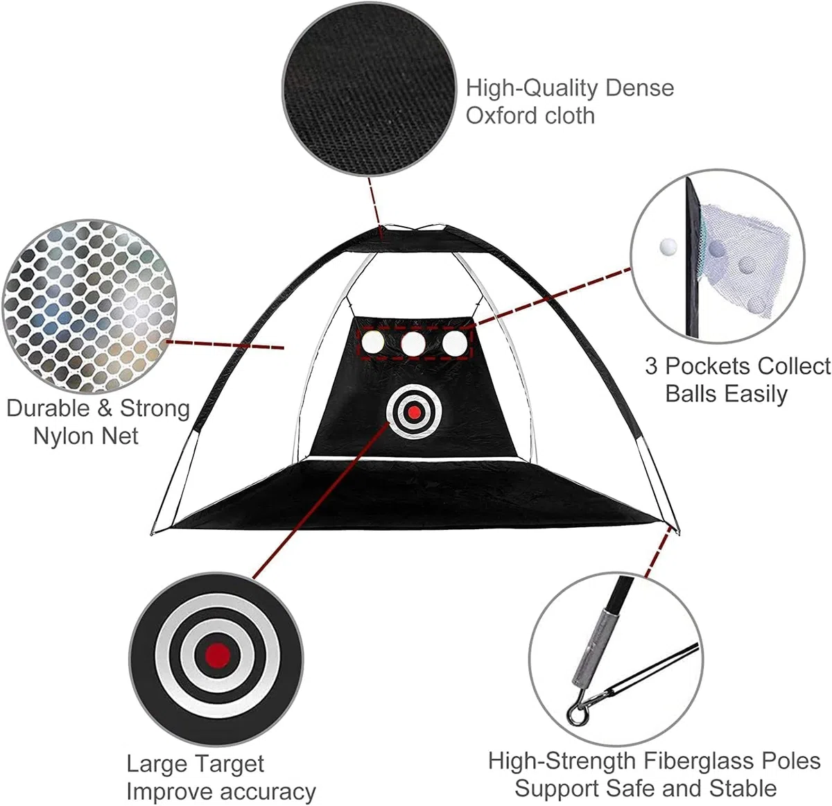 Rete da golf, 3 x 2,1 x 1,8 m, con tappetino per il cortile, per interni ed esterni, chipping Driving, e reti di guida per interni ed esterni, uso in garage, allenamento di oscillazione del golf