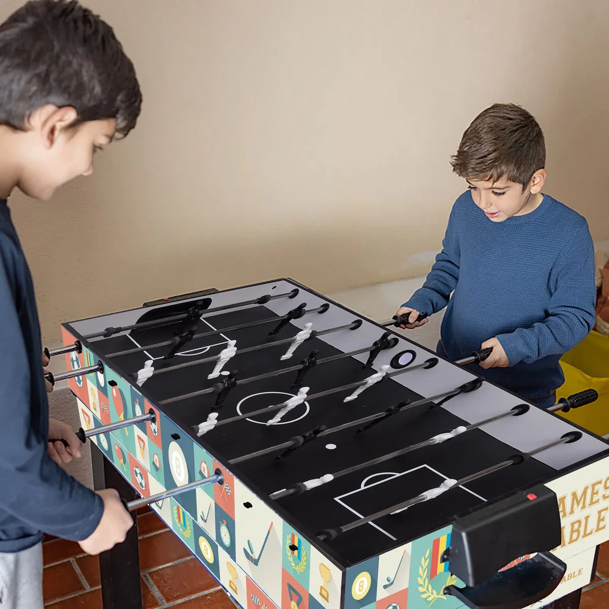 HLC 4 In 1 Multi Sport Game Combination Table Set for Kids Table Tennis Table, Pool Table, Table Football, Slide Hockey for Family Parent-child Interactive for Kids (4ft, 1.2m)