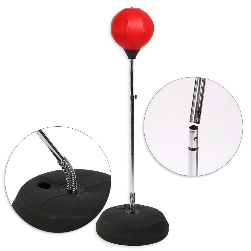 Wakects Set Boxe Bambini con Punching Ball e guantoni, Base da Riempire con Acqua o Sabbia, con Guanti da Boxe, Regolabile in Altezza da 125 a 140 cm, per Adulti e Adolescenti