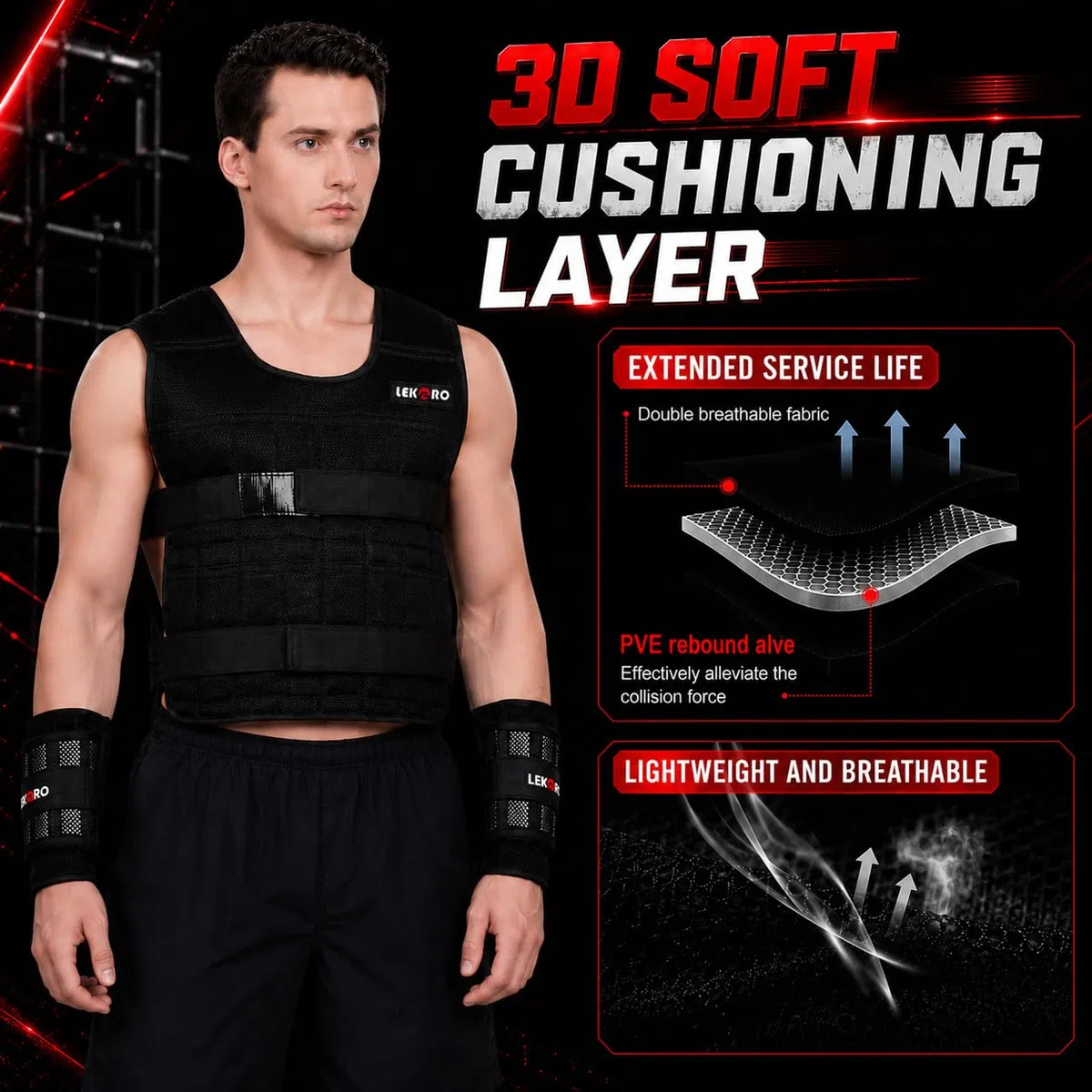 Gilet ponderato regolabile da 20 kg, per allenamento, fitness, giacca ponderata per uomo e donna (inclusi 96 piastre in acciaio)