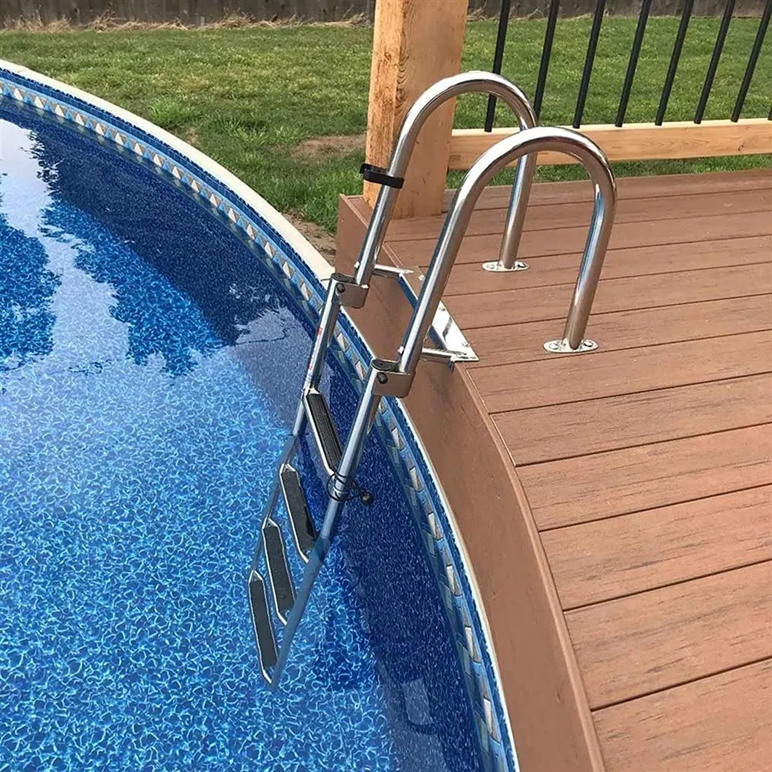 Scaletta Bagno Scaletta Piscina Barca Pieghevole, Acciaio Inox Ponte Yacht con Gradini Antiscivolo, Corrimano E Ampio Pedale Scala 4 Carico 150Kg