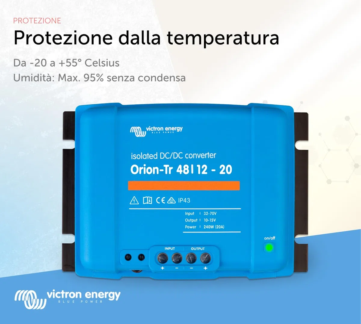 Victron Energy Orion-Tr IP43 48/12-Volt 20 amp 240-Watt Convertitore DC-DC, Isolato