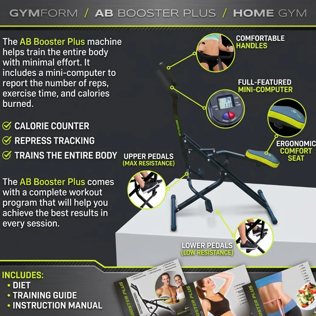 BEST DIRECT GYMFORM AB BOOSTER, Attrezzo Addominali, Macchinario Fitness di Allenamento per Braccia / Addominali / Gambe / Schiena / Glutei. Esercizio Cardio a Casa Workout Corpo