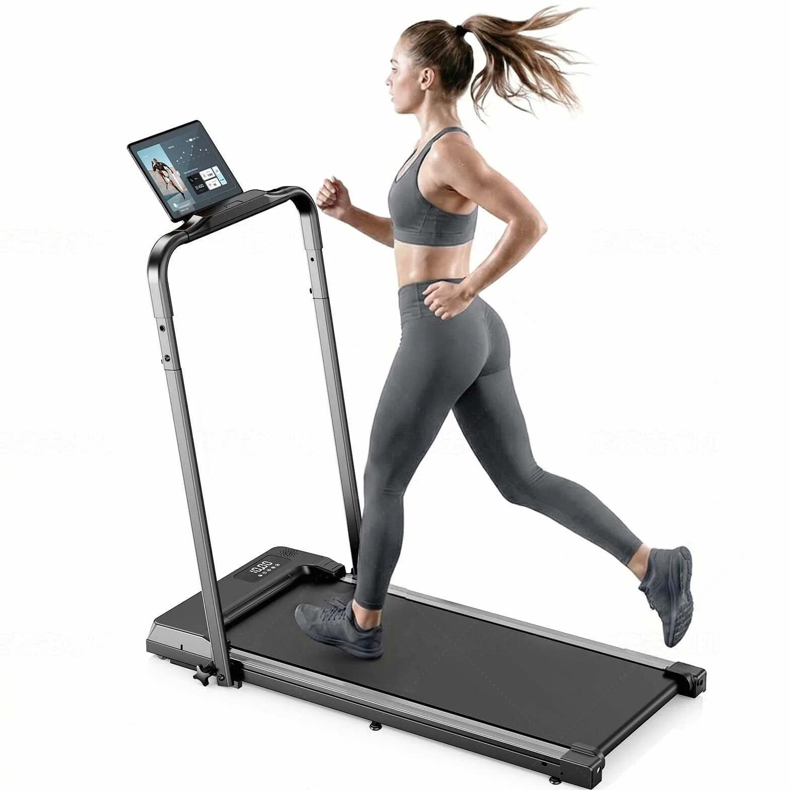 Tapis roulant per casa pieghevole – Upgraded Durevole & Portatile Elettrico Treadmill per Home Fitness con forte supporto a ventosa e telecomando, max 10 km/h per Cardio & Walking (nero)