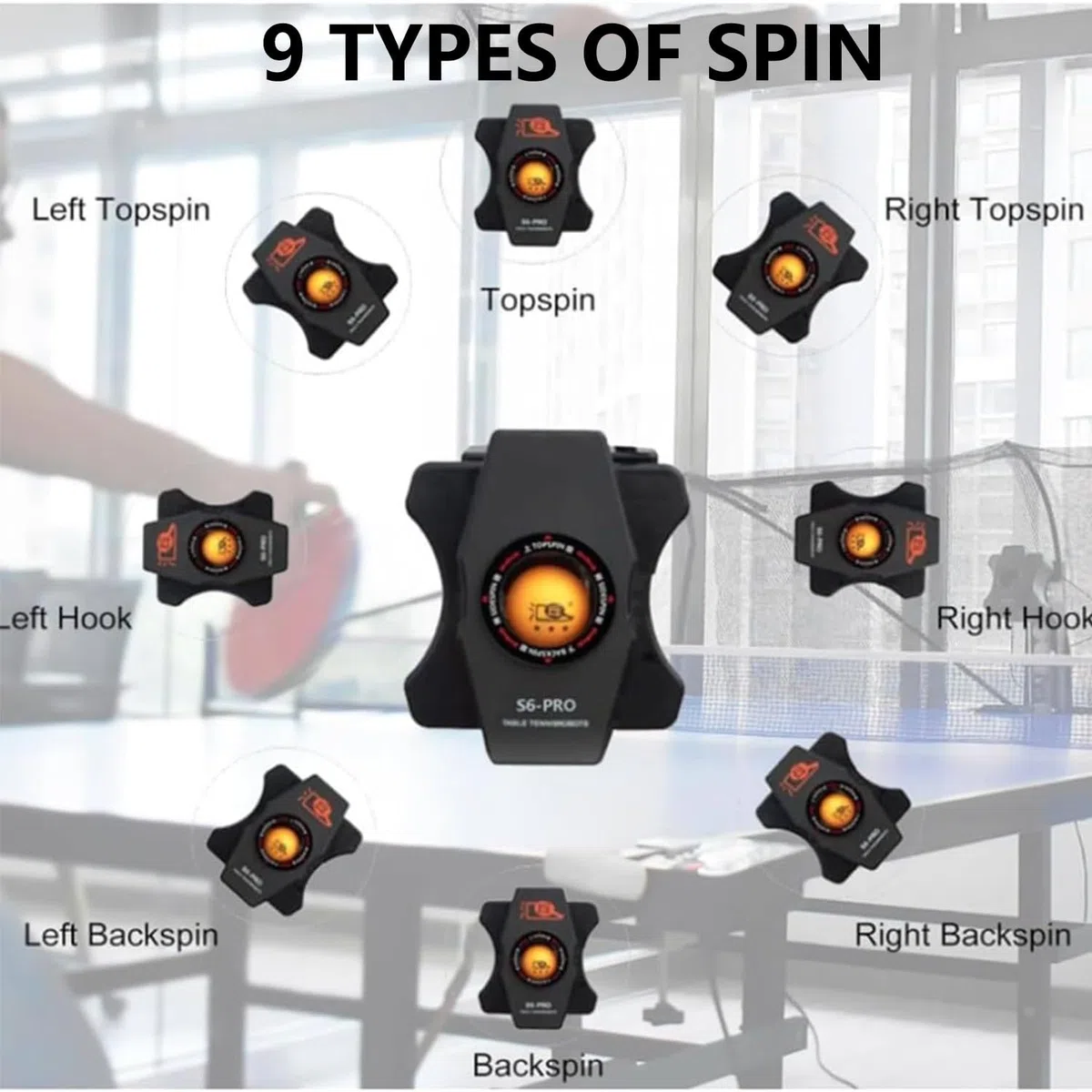 Lanciapalline Ping Pong,Robot Ping Pong,Rete Staccabile,Allenamento Ping Pong Automatico,con Rotazione,Frequenza,velocità della Pallina, Atterraggio E Altezza Personalizzabili