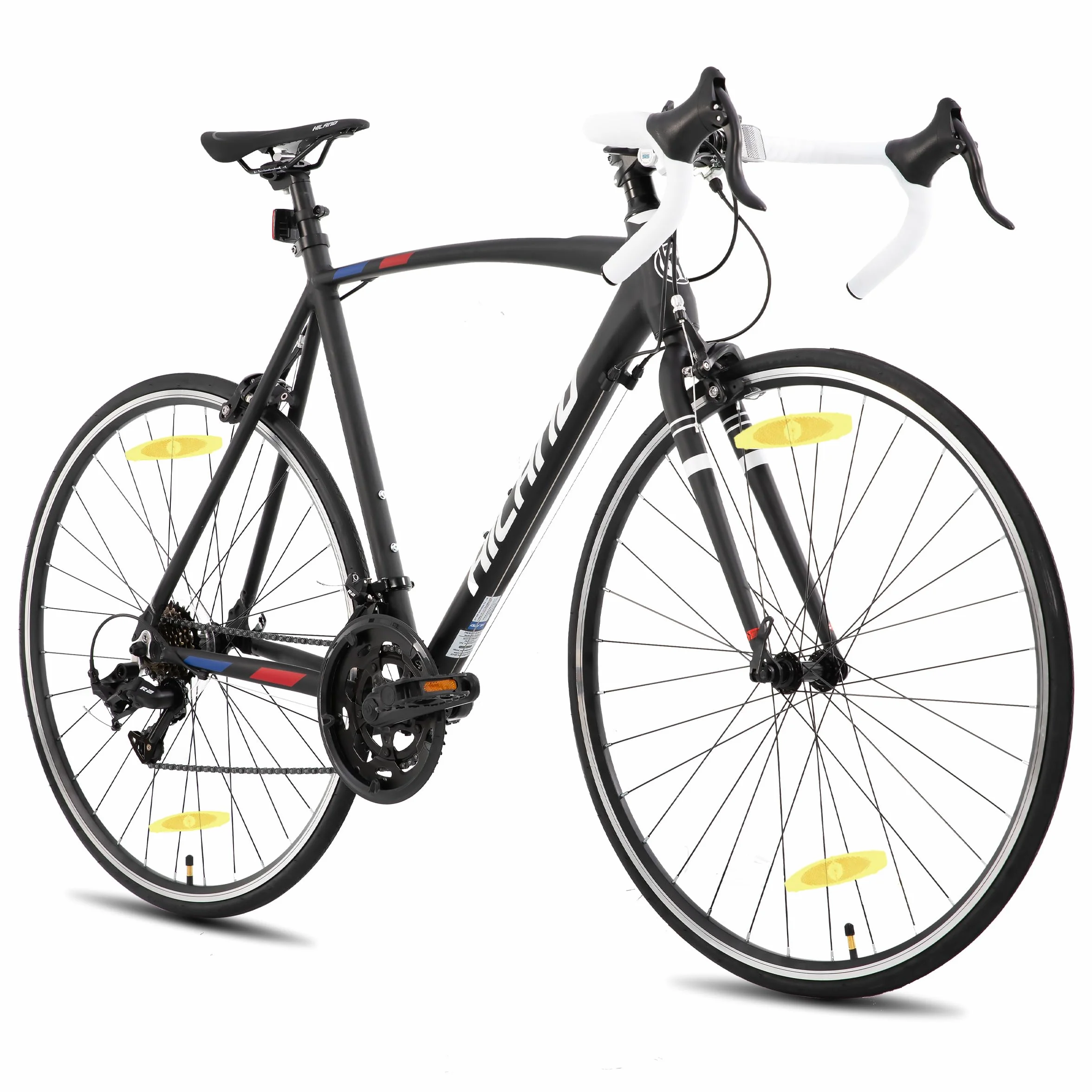 HILAND Alliance Bici da Strada 28”, 14 Velocità, Telaio in Alluminio da 49/53/57 cm, 700C Bicicletta da Città e da Pendolare per Uomo e Donna, Nero/Bianco