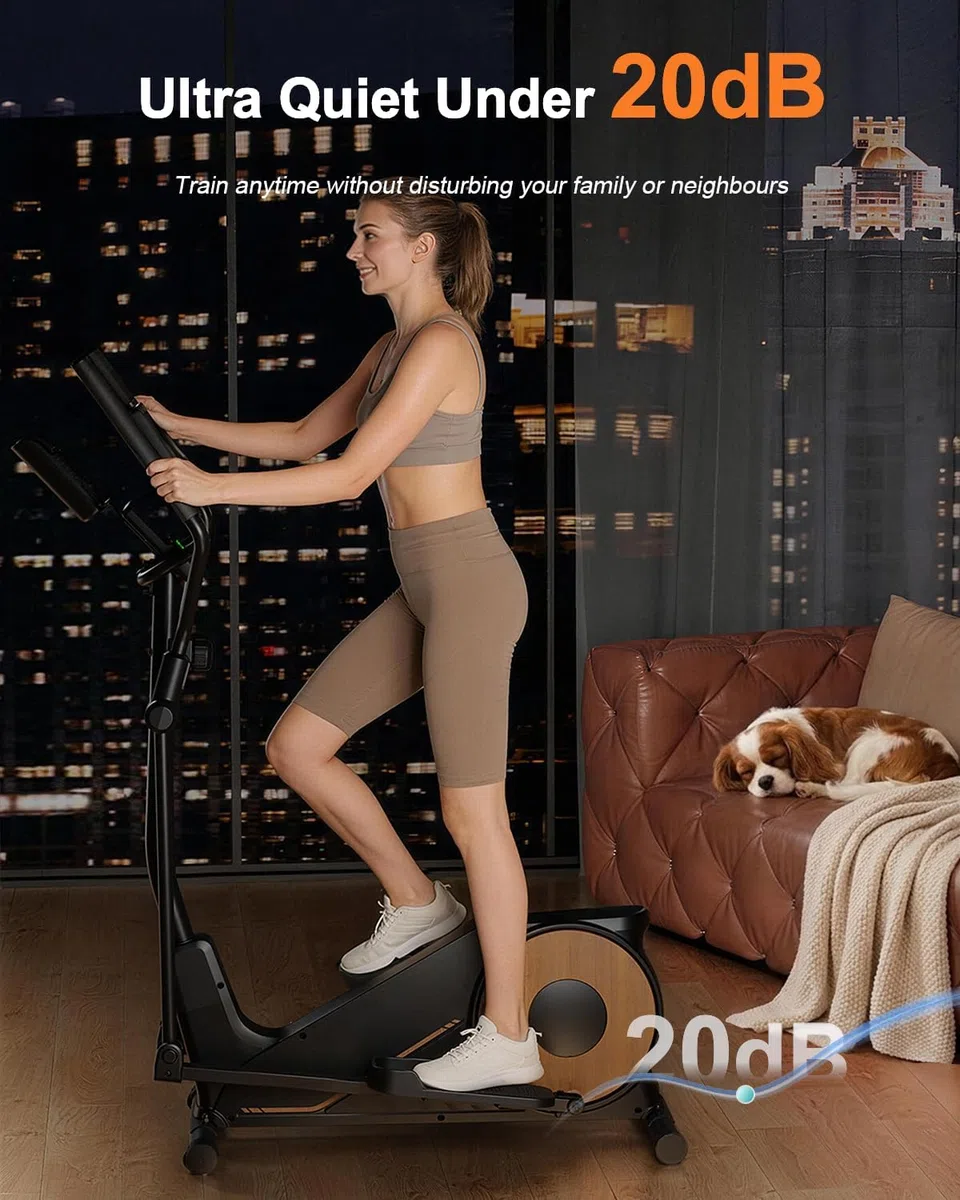 Ellittica da Casa Professionale, Aeriflo M100 con Passo 42cm e Volano 8kg, 16 Livelli di Resistenza Magnetica, Portata 150kg, Bluetooth con App, 80% Preassemblata per Allenamento Intensivo