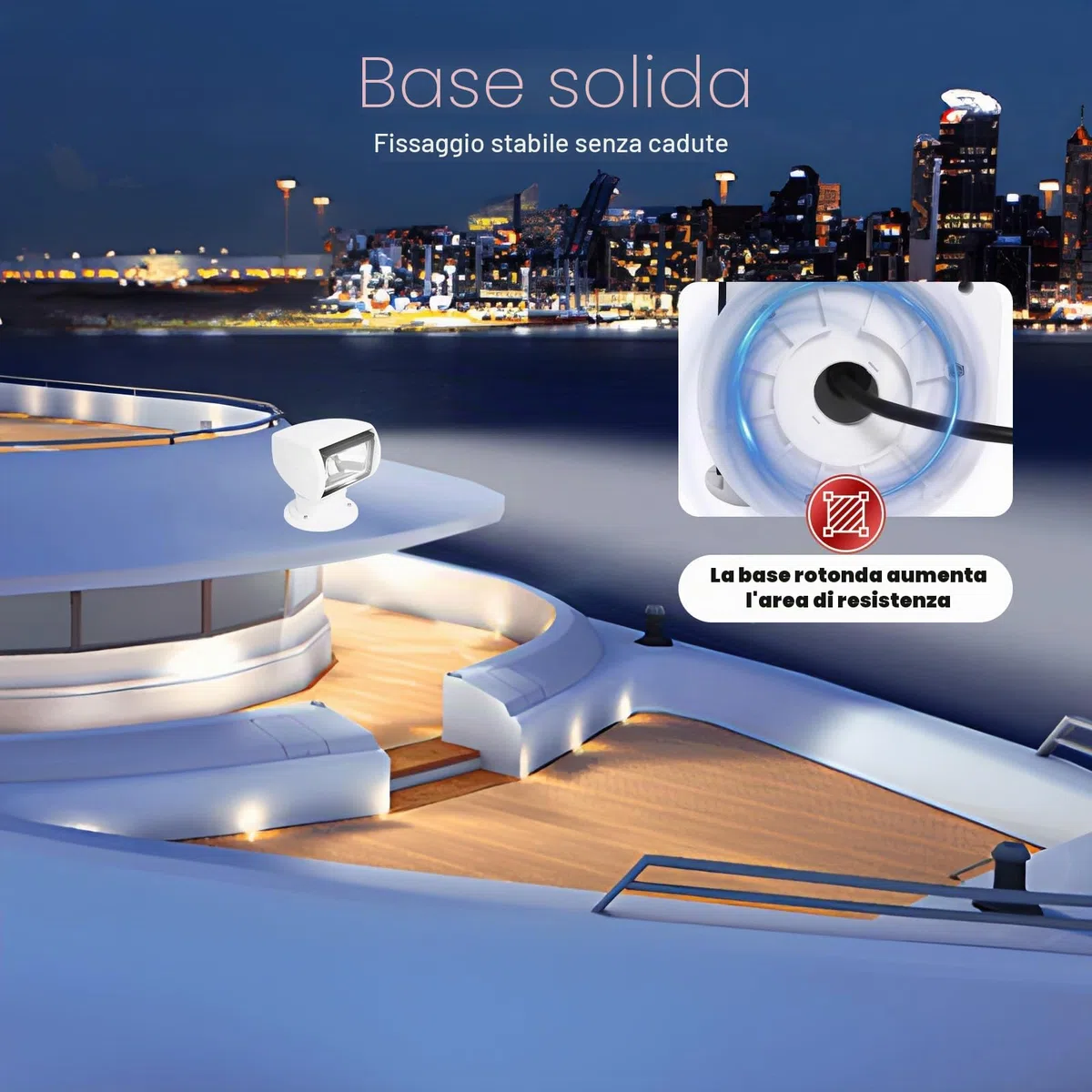 MINRS Faro per barche, faro di ricerca per barche, faro marino, telecomando Xenon marino DC 12V 100W, telecomando rotante 360 gradi, luce di lavoro IP66 impermeabile per yacht, guardia costiera