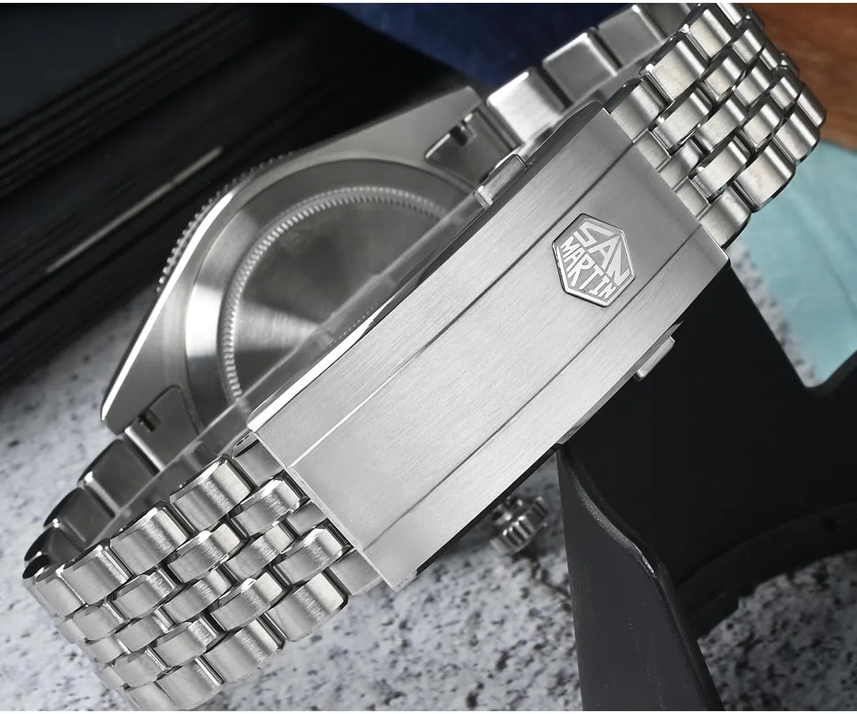 Orologio da immersione automatico San Martin, quadrante verde, acciaio inossidabile 316L, cassa 37,5 mm, movimento 9015 resistente all'acqua 200 m, modello SN0148-GX
