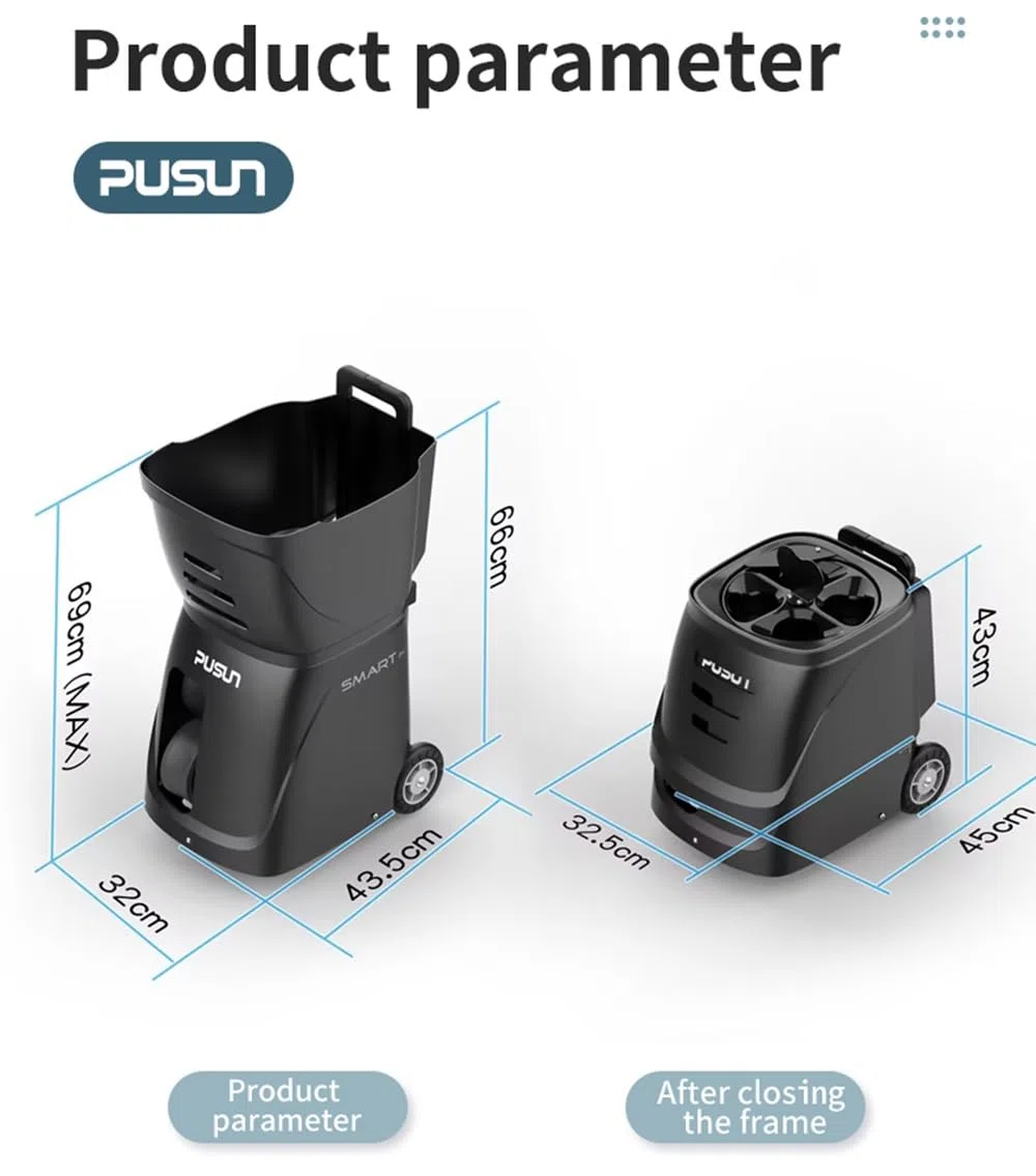 PT-Smart - Macchina automatica per la pratica delle palline da tennis, per allenarsi, portatile, controllata da app, per Apple e Android, telecomando incluso