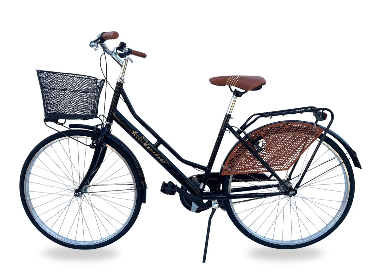 MADICKS Bicicletta Donna da Passeggio Olanda Misura 26 Bici da città Vintage retrò con Cestino anteriore e posteriore Nero