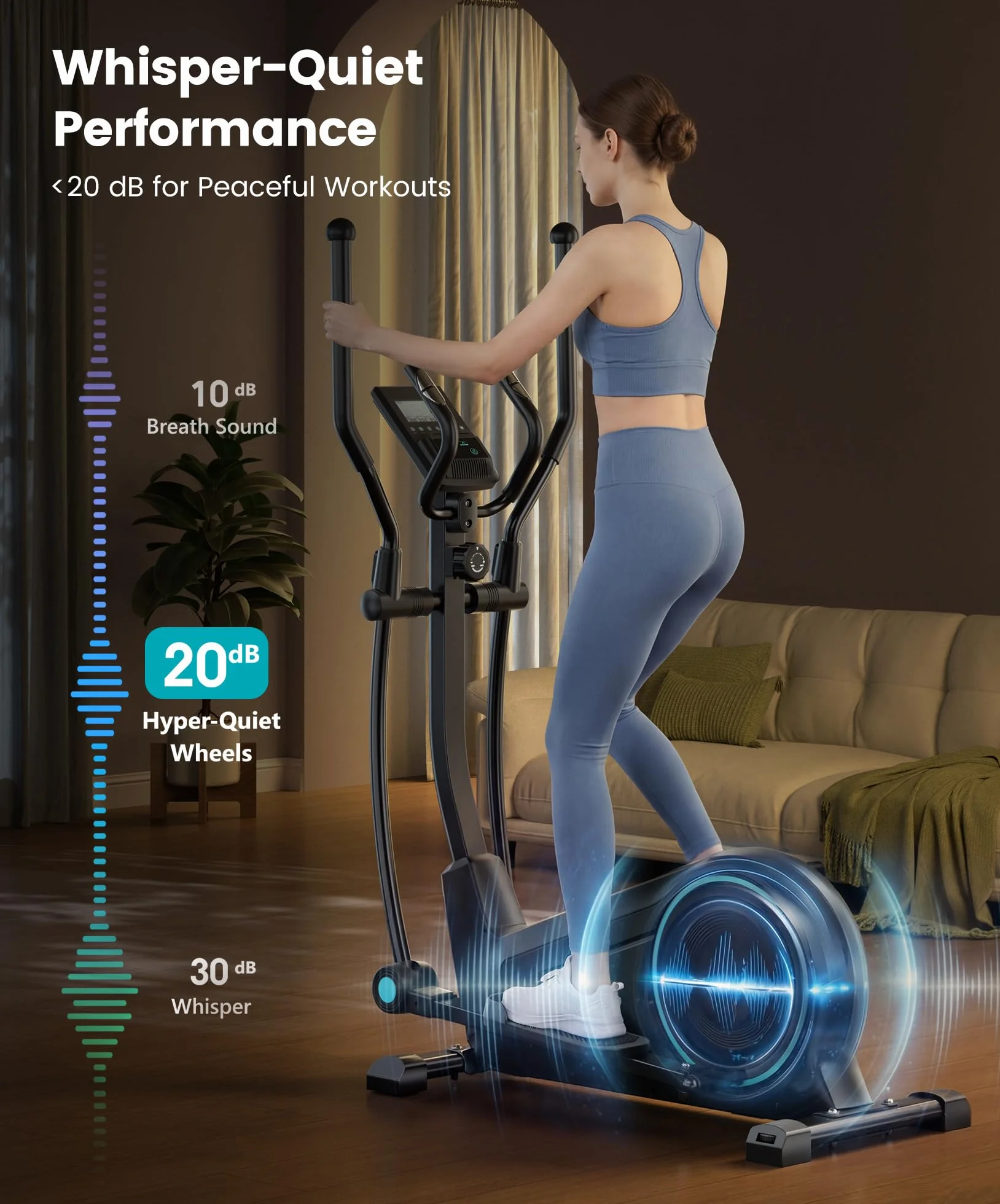 Dripex Ellittica da Casa Ultra Silenziosa, 16 Livelli di Resistenza Magnetica, Display LCD, Supporta fino a 120 kg, Macchina Cardio per Allenamento Total Body