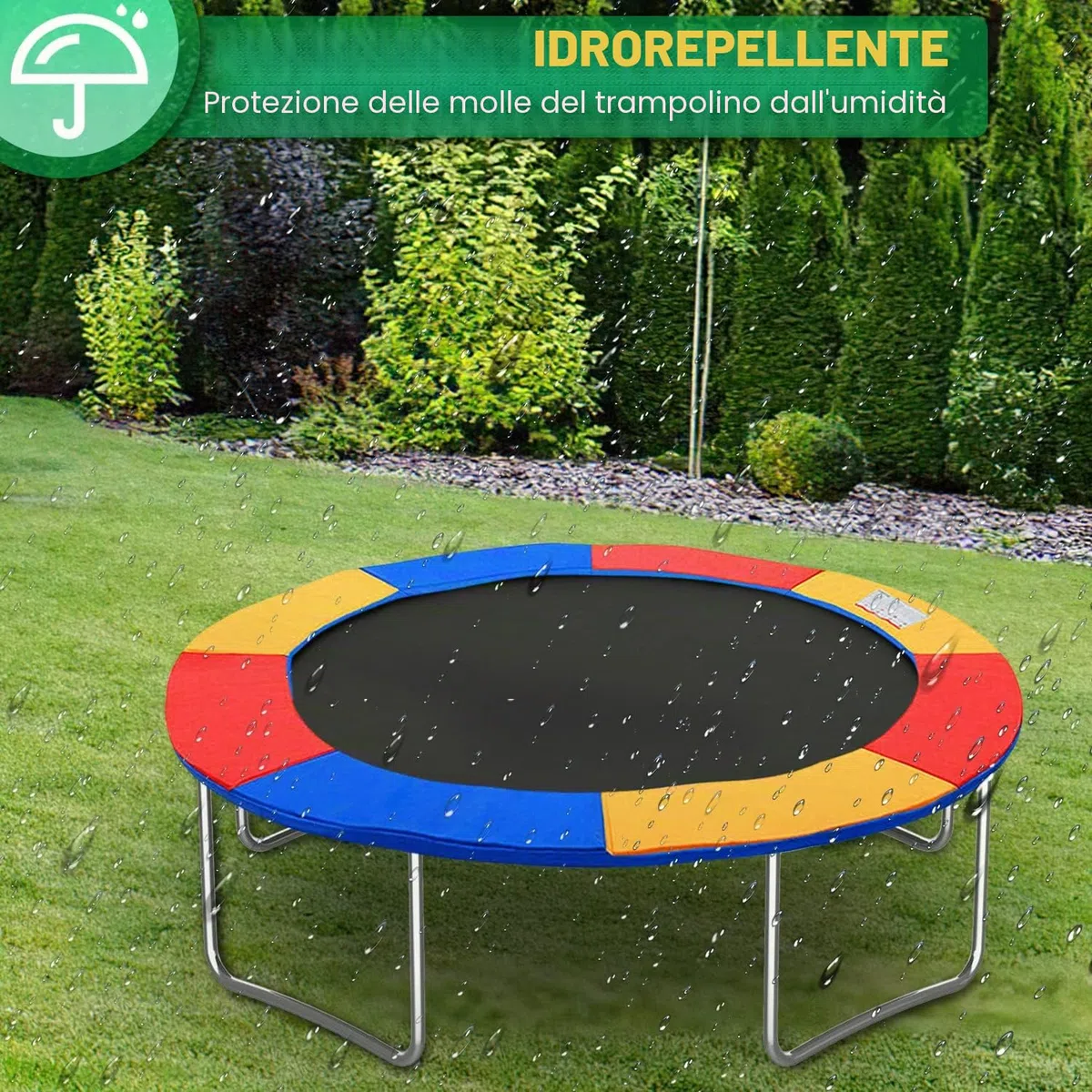 Herrselsam Copertura del bordo del trampolino antistrappo, resistente ai raggi UV, protezione dei bordi, accessorio per trampolino da fitness, colorato