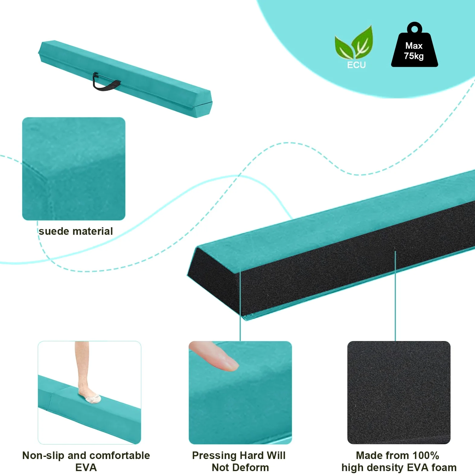 FBSPORT 270 CM Trave di Equilibrio Pieghevole, Trave di Equilibrio per Ginnastica, Trave di Pavimento per Palestra, Trave di Equilibrio a Strati Floccanti, Attrezzature per Il Fitness per Bambini