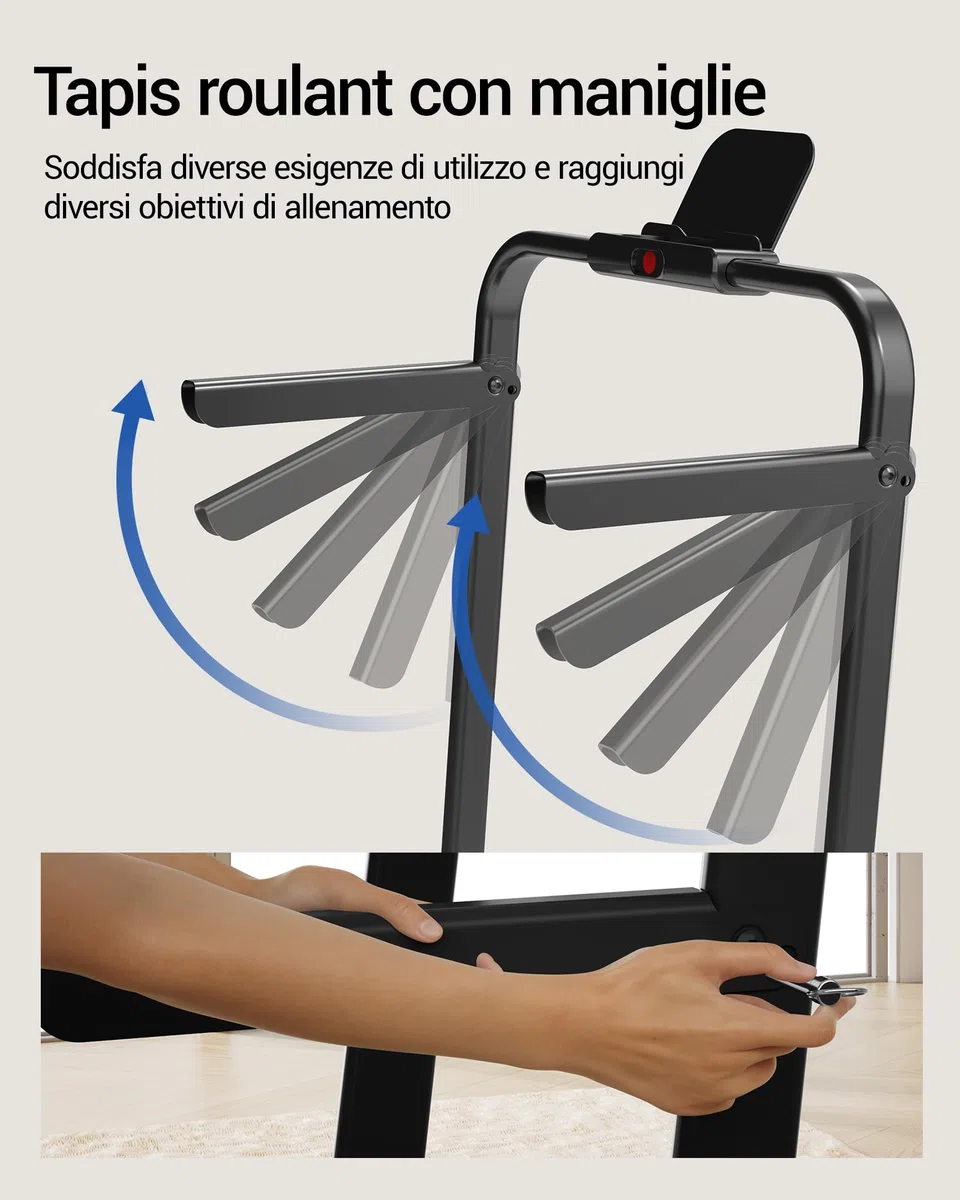 UMAY Tapis Roulant Elettrico Pieghevole con Inclinazione 10KM/H, 16% Tapis Roulant Salvaspazio Elettrico, Schermo LED, Telecomando, Tapirulan da Casa 3.0 CV, Mini Walking Pad, Carico Massima 136KG
