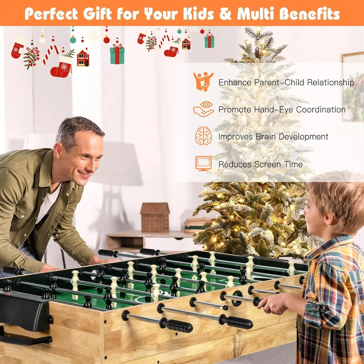 4 in 1 tavolo multi gioco, tavolo da gioco sportivo combinato per bambini tavolo da biliardo,biliardino,tavolo da ping pong,air hockey con tutti gli accessori grande regalo per i bambini