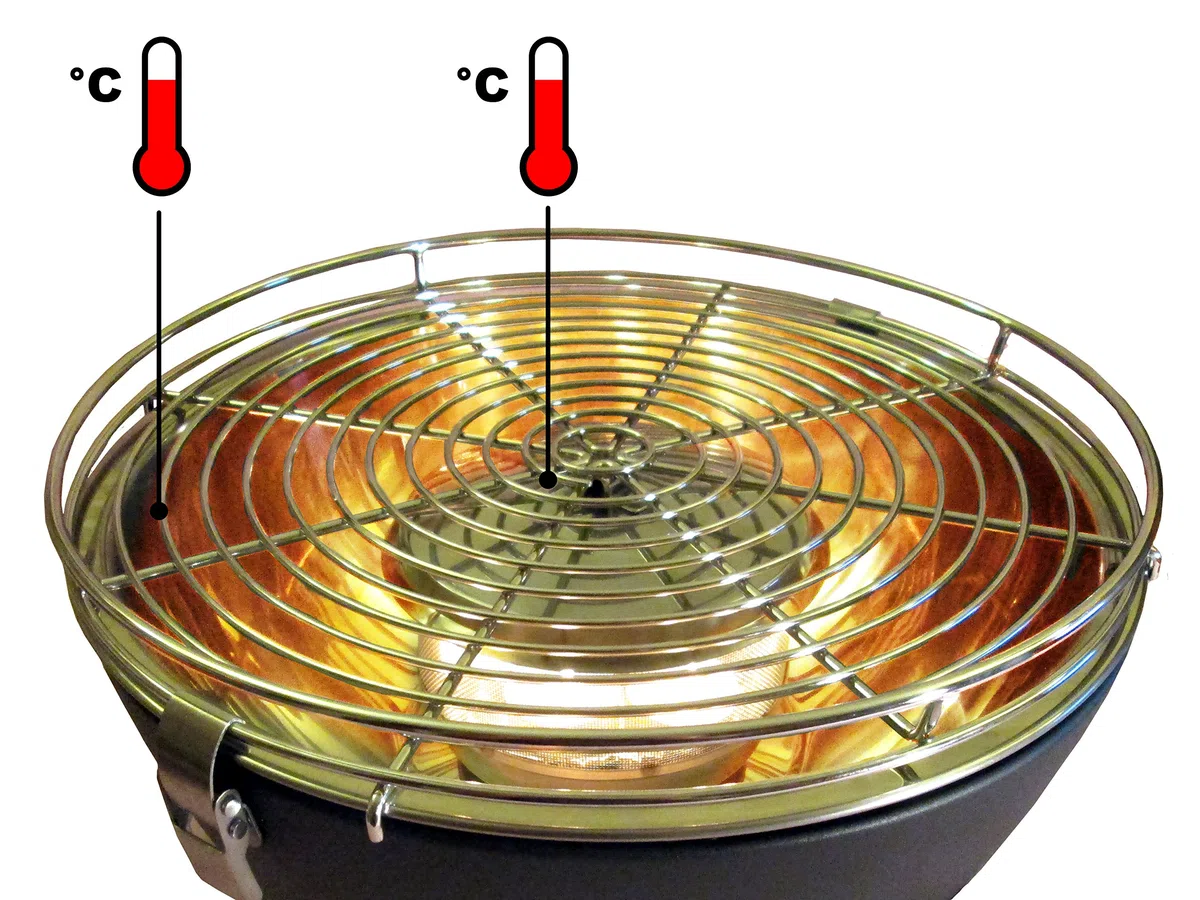 Feuerdesign Vesuvio Grill E Pinza Per Barbecue, Diametro 33 Cm, Lavabile In Lavastoviglie, Ventola Rimovibile, Borsa Per Trasporto Inclusa, Bianco