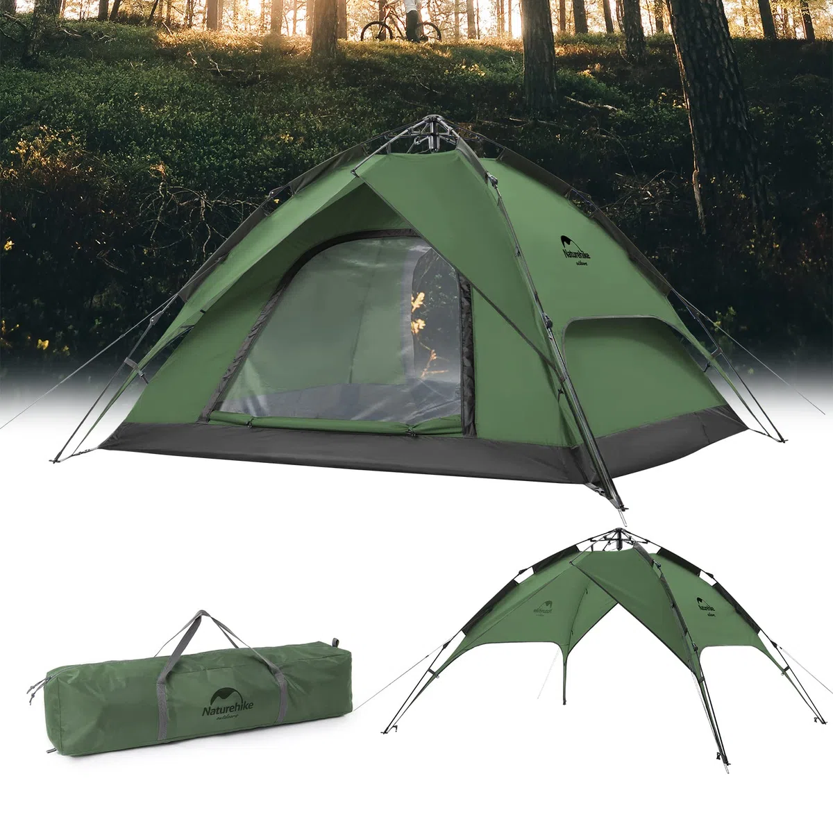 Naturehike Tenda Pop Up Tenda da Campeggio Automatica 3/4 Persone Tenda a Cupola a Due Piani Tenda Familiare Grande con Borsa per il Trasporto