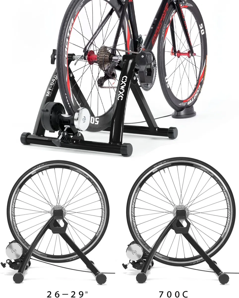 CXWXC Allenatore a rulli per bicicletta, pieghevole, in acciaio, con sgancio rapido, per bicicletta da 26 – 29 pollici, per allenamento in bicicletta, a casa, per interni