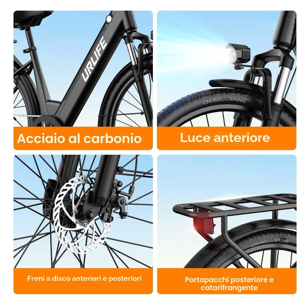 URLIFE Bici Elettrica Per Adulti Da 26", Bicicletta Elettrica con display LCD, 7 Velocità Batteria Rimovibile Autonomia, E-bike Per Pendolari Urbani
