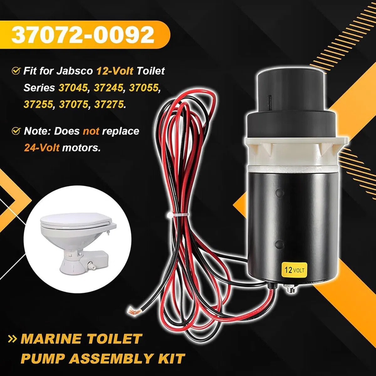 37072-0092 Kit Di Sottoassemblaggio Motore Maceratore Pompa Wc Marina, Kit Di Montaggio Per Pompa Per Wc Marino Con Scarico Silenzioso, Per 37045 37245 37055 37255 37075 37275 12v