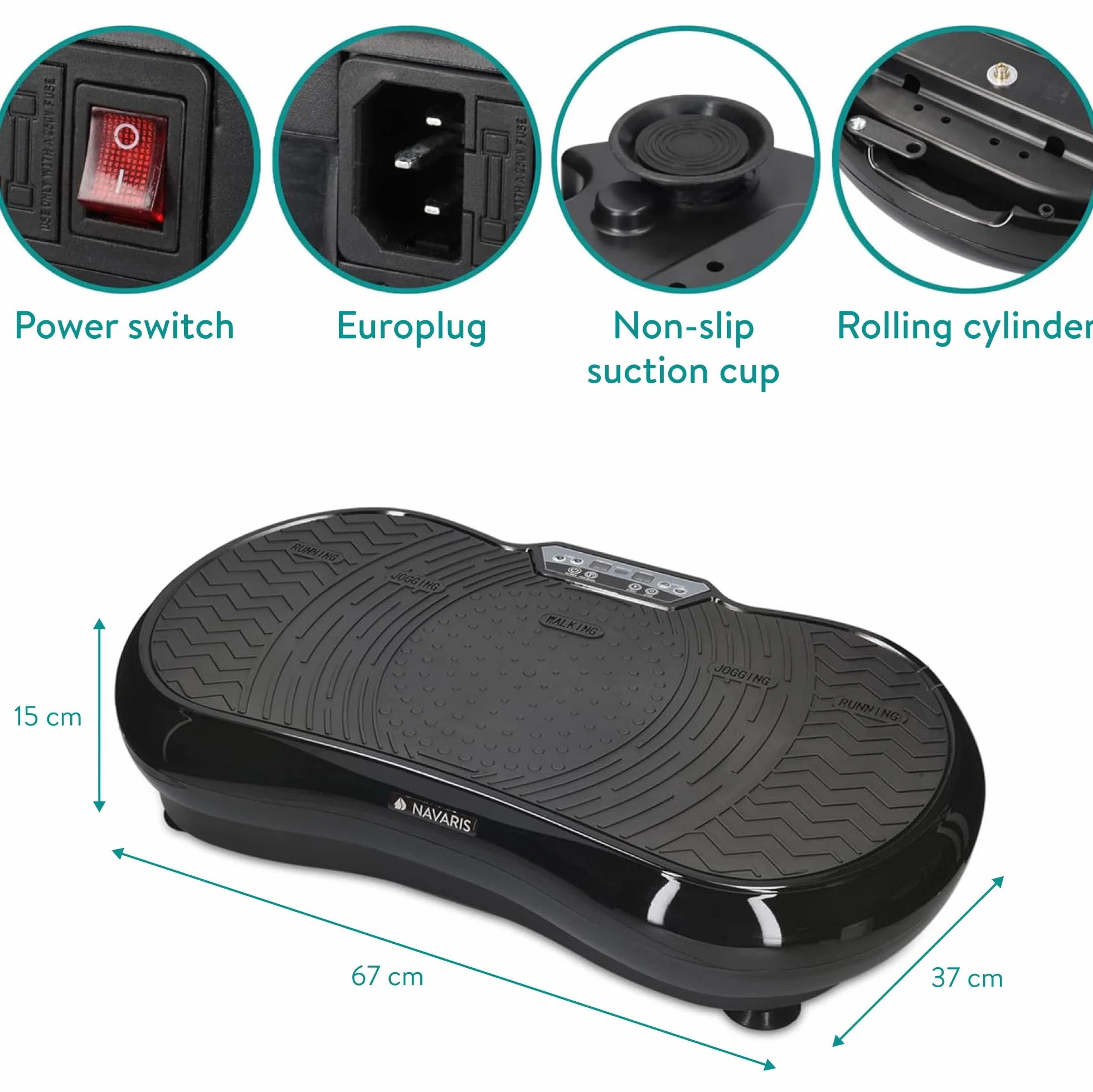Navaris Pedana Vibrante Dimagrante Professionale - Piattaforma Basculante 99 Livelli velocità - Display LCD Telecomando Bande Elastiche - Max 120kg